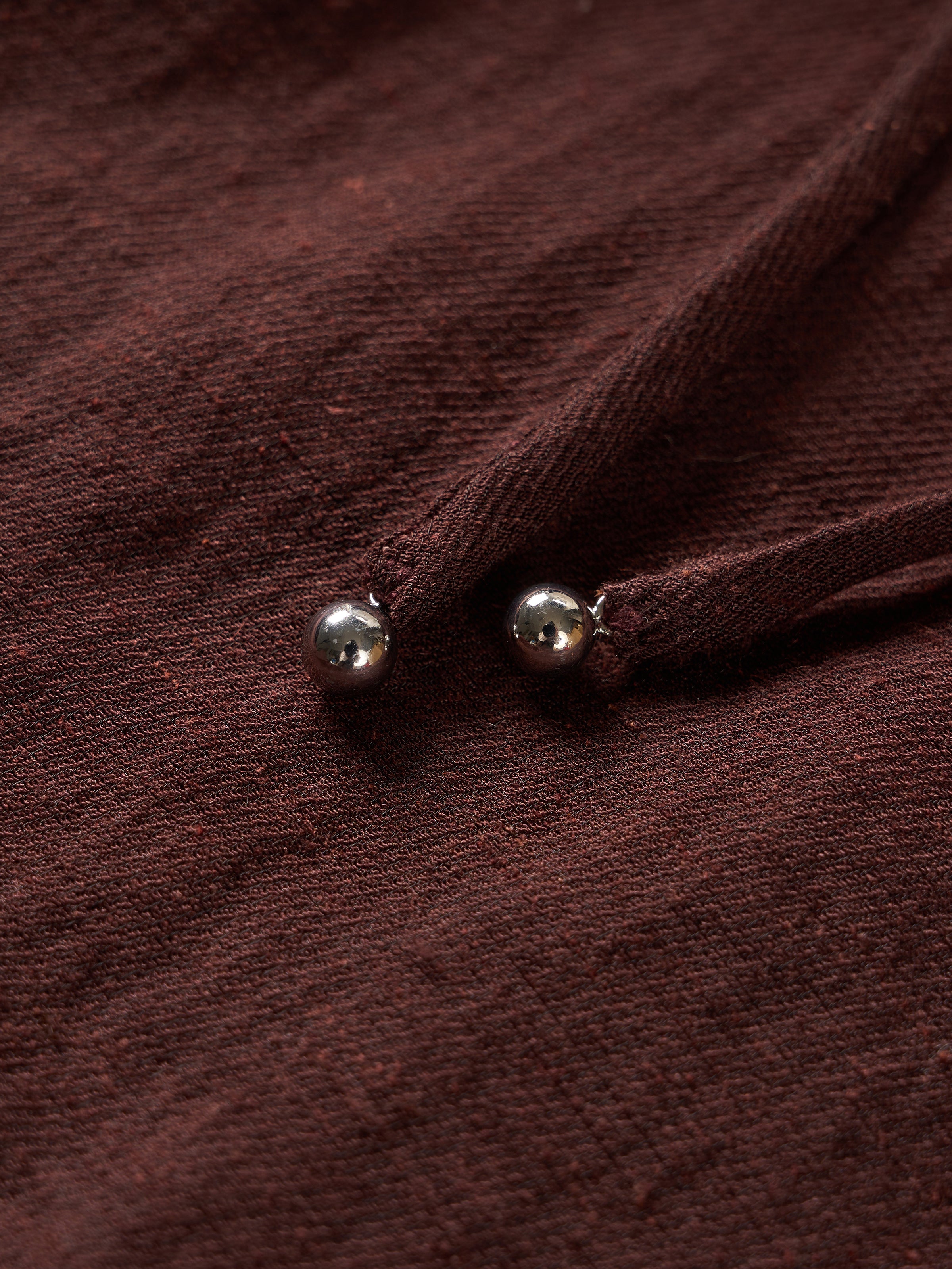 Coffee Brown Linen Blend Drawstring Neck Cocoon Top