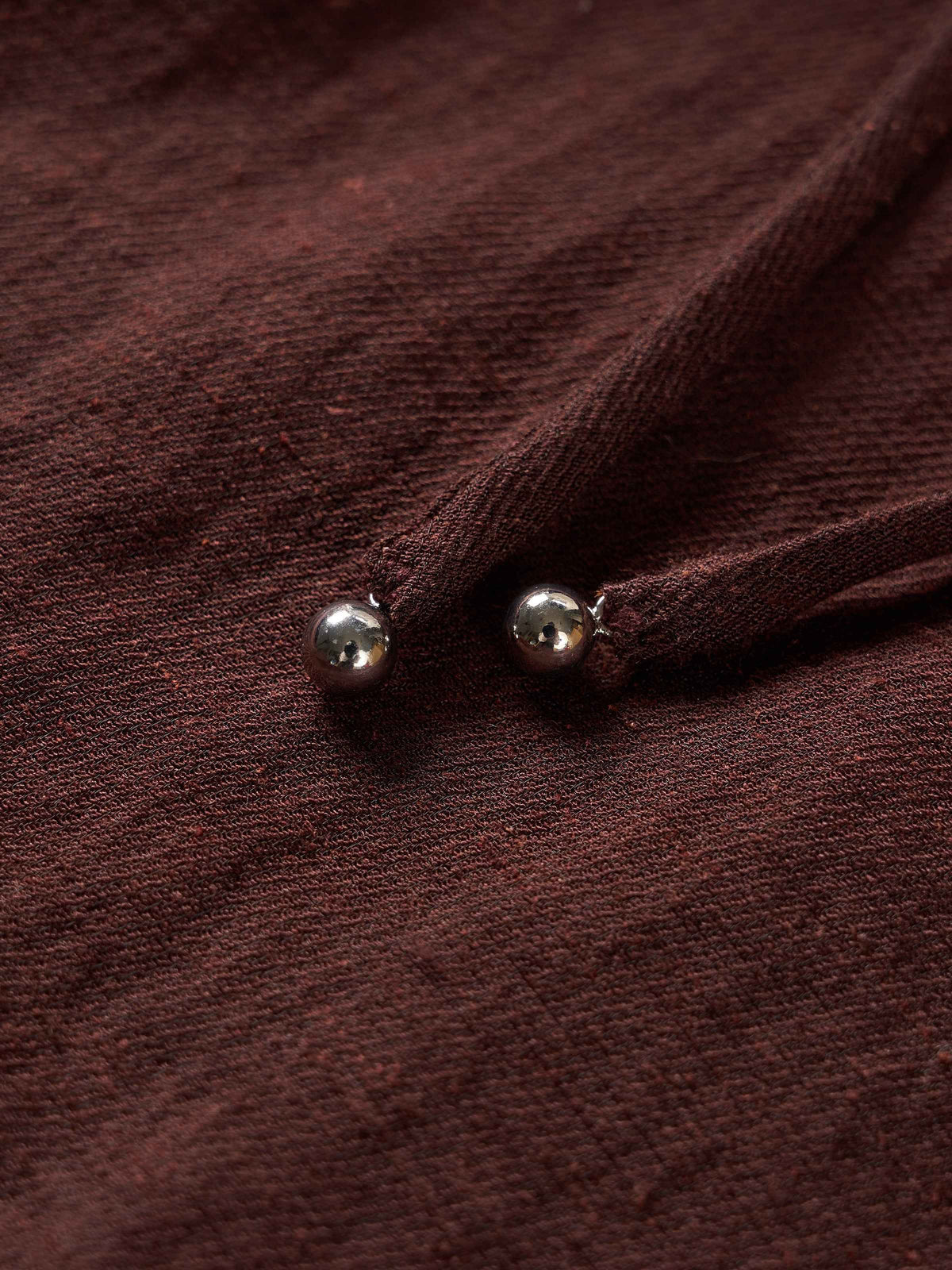 Coffee Brown Linen Blend Drawstring Neck Cocoon Top