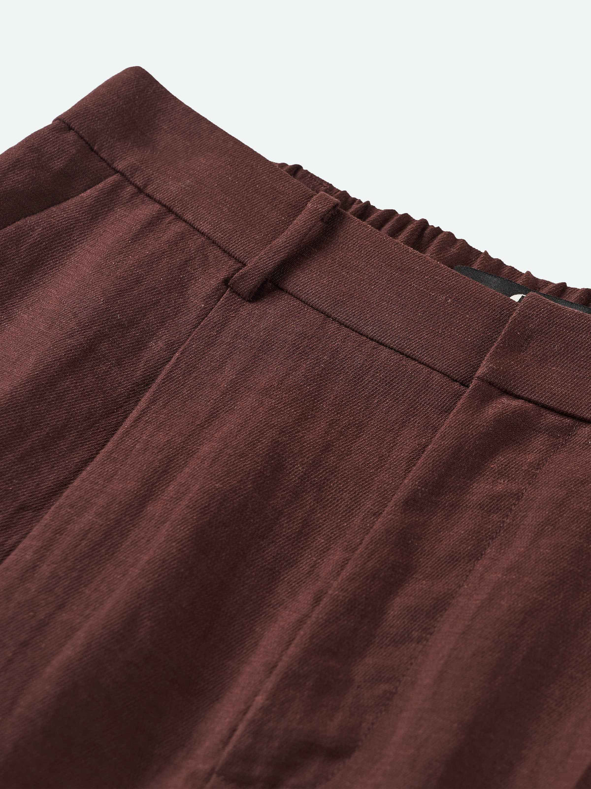 Coffee Brown Linen Blend Front Slit Elastic Long Skirt