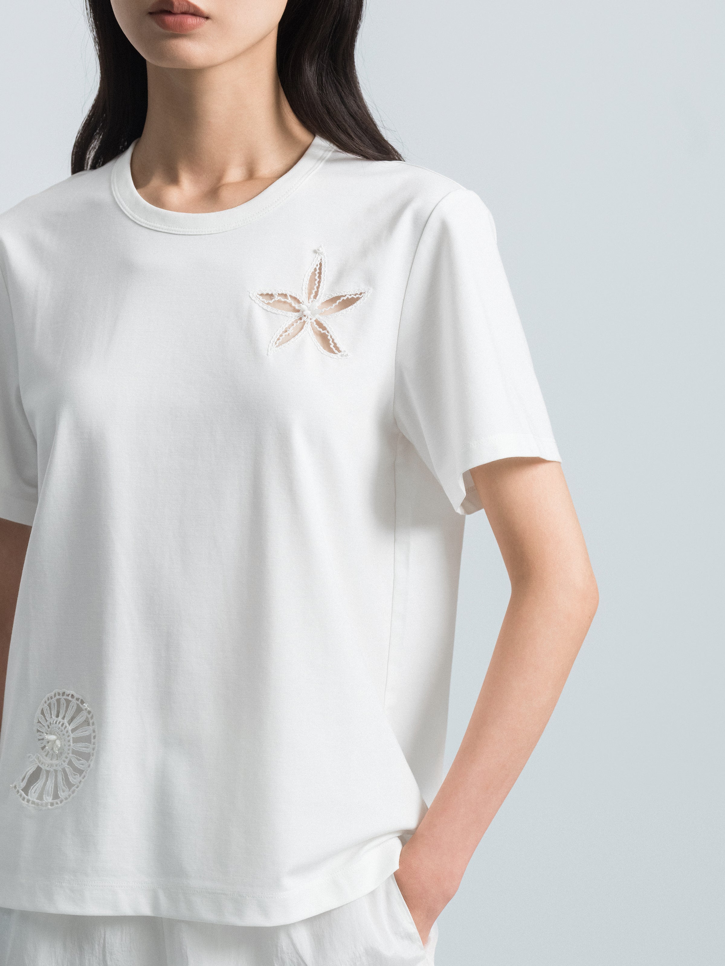 Cream White Short-Sleeve T-Shirt