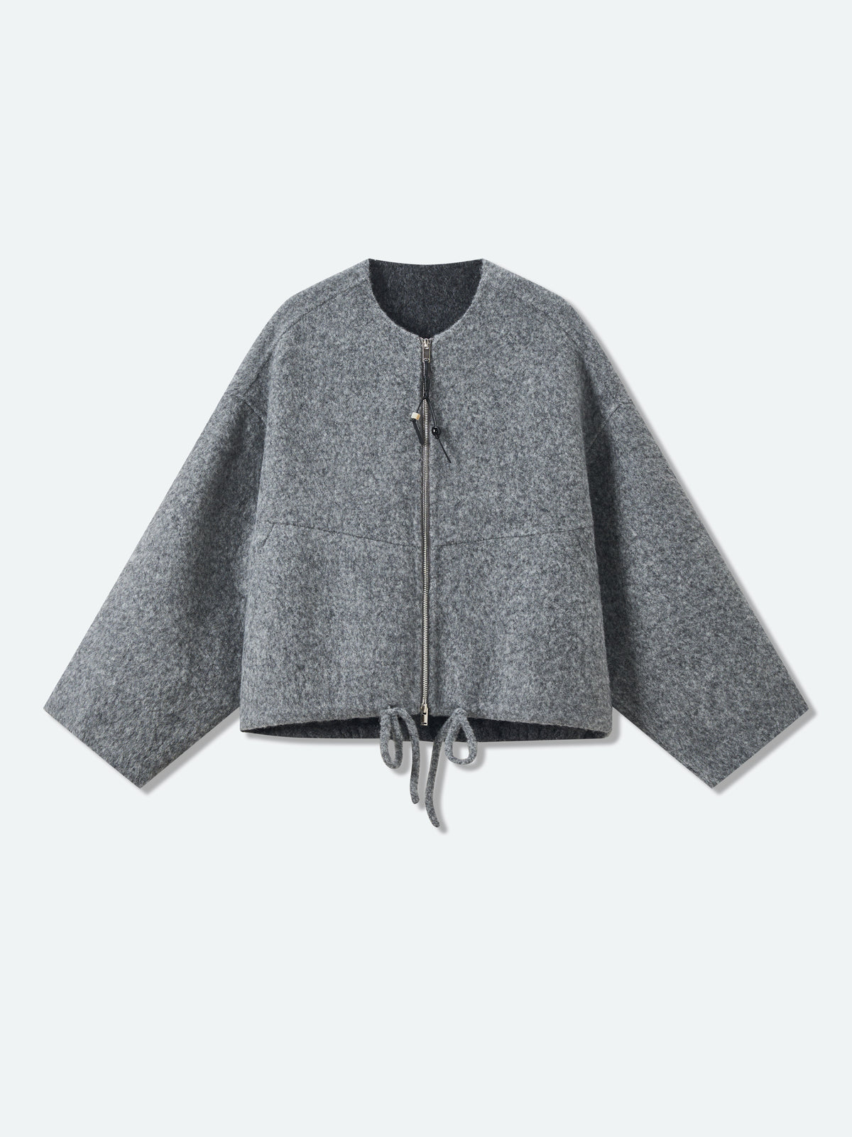 Drawstring Wool Cropped Coat