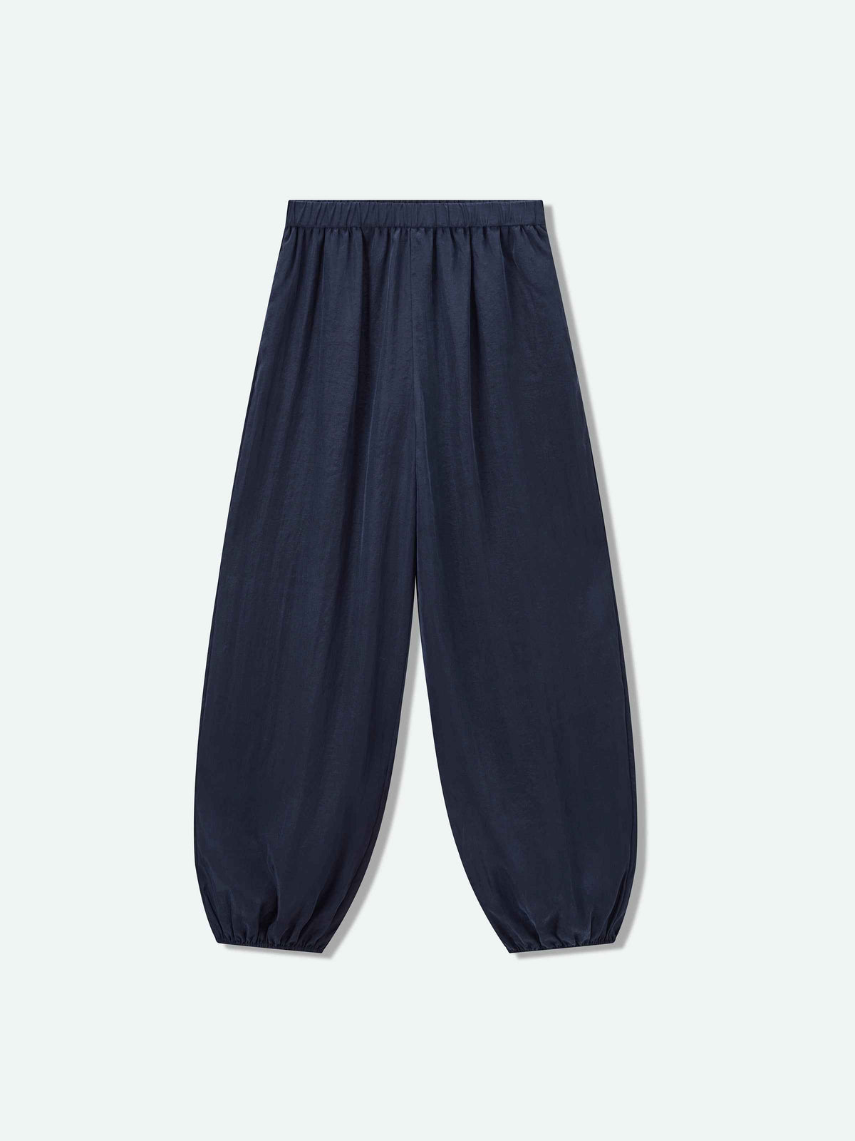 Navy Blue Tencel Snow-Washed Lantern Cuff Jogger Pants