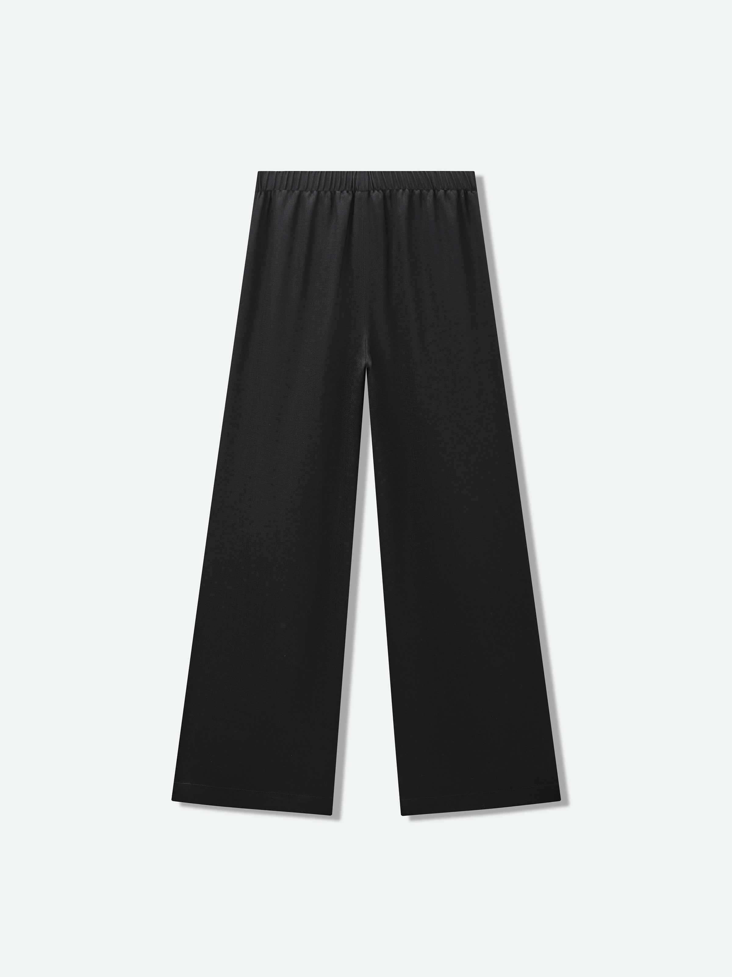 Black Diacetate Linen Weave Metal Bead Wide-Leg Trousers