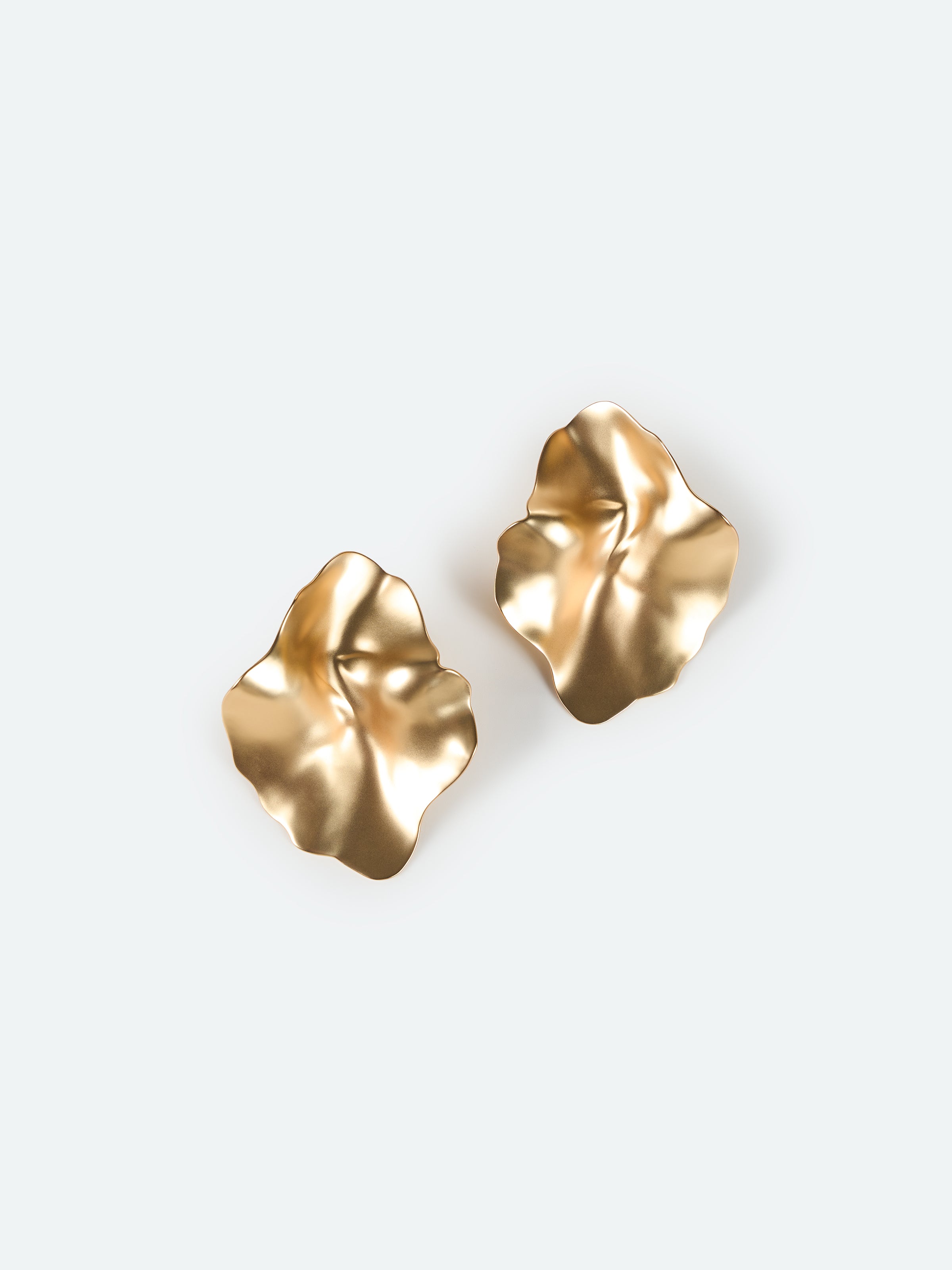 Gold Copper 3D Petal Minimalist Stud Earrings