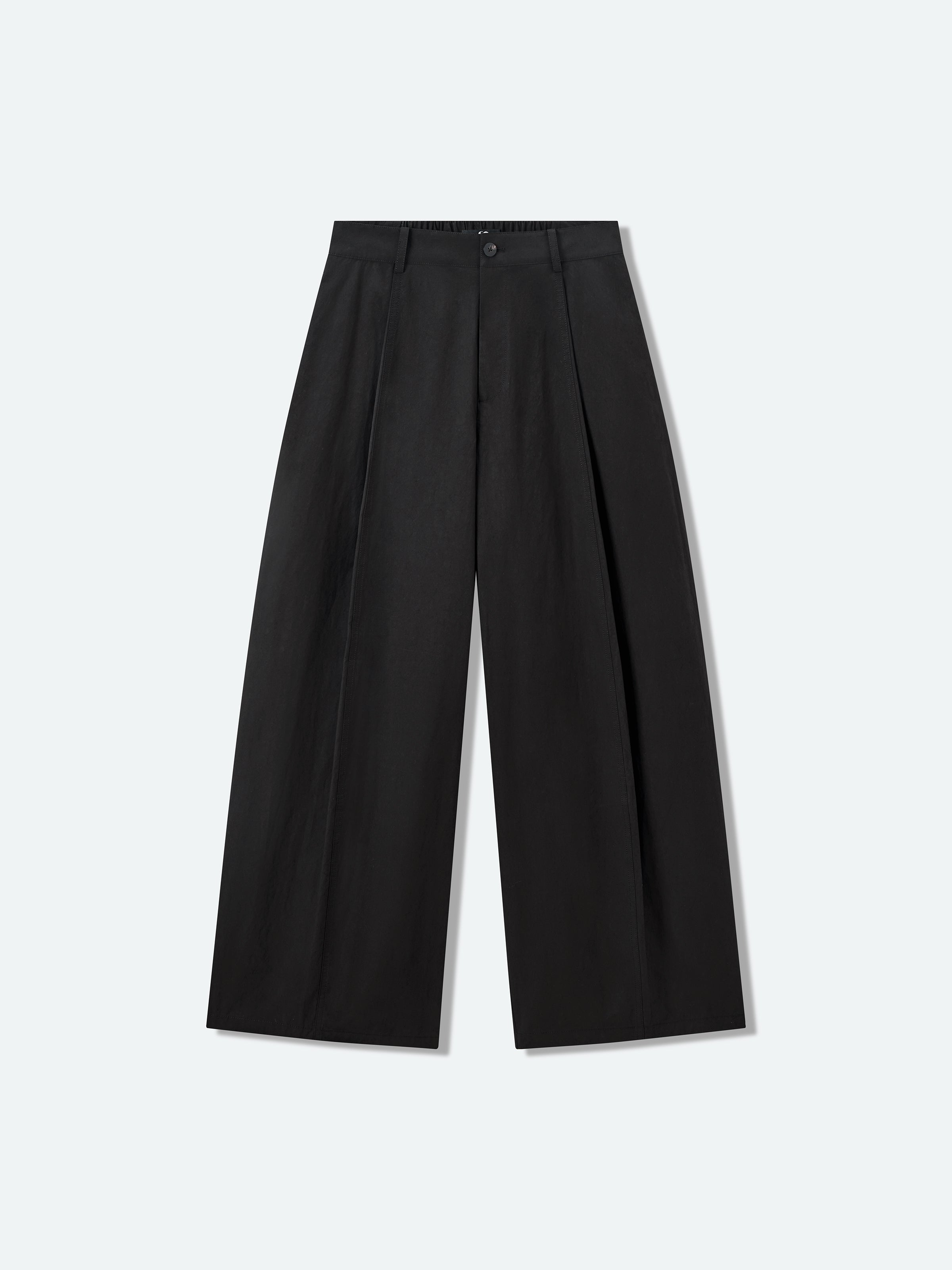 Black Washed Pima Cotton Tapered Pocket Flap Trousers