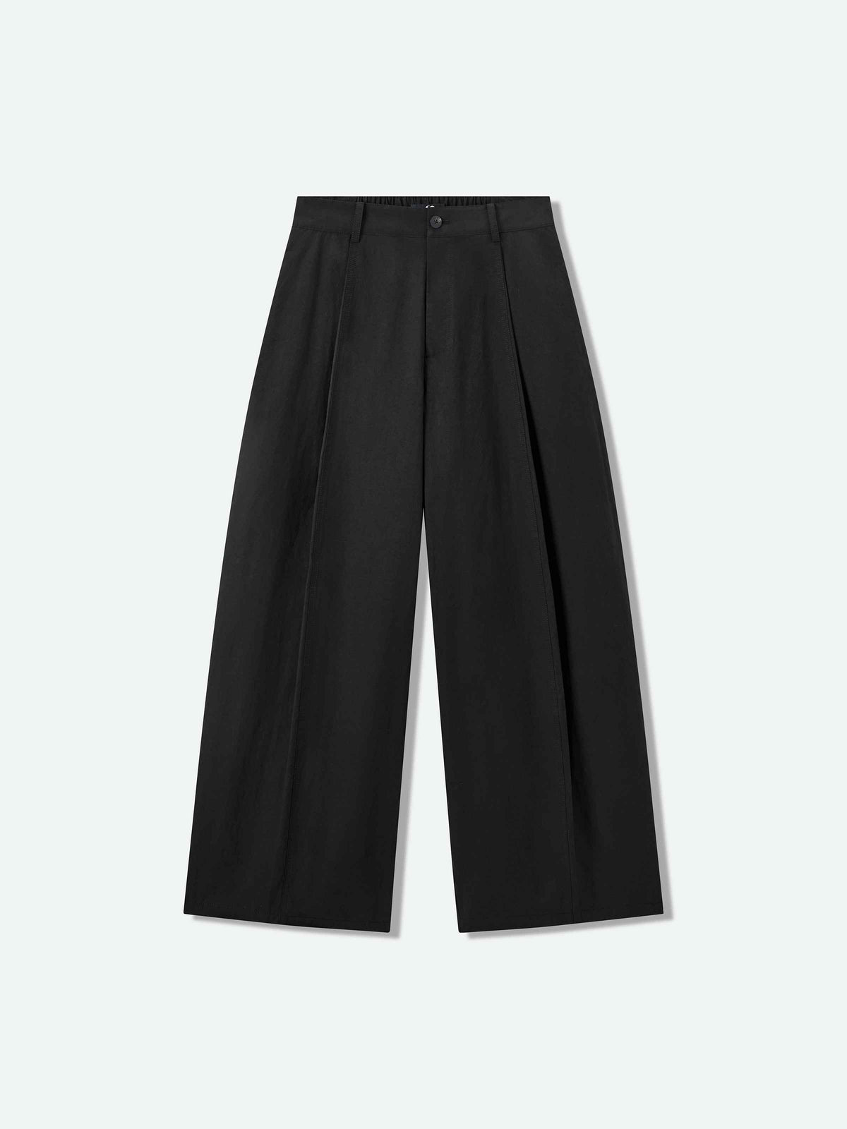 Black Washed Pima Cotton Tapered Pocket Flap Trousers