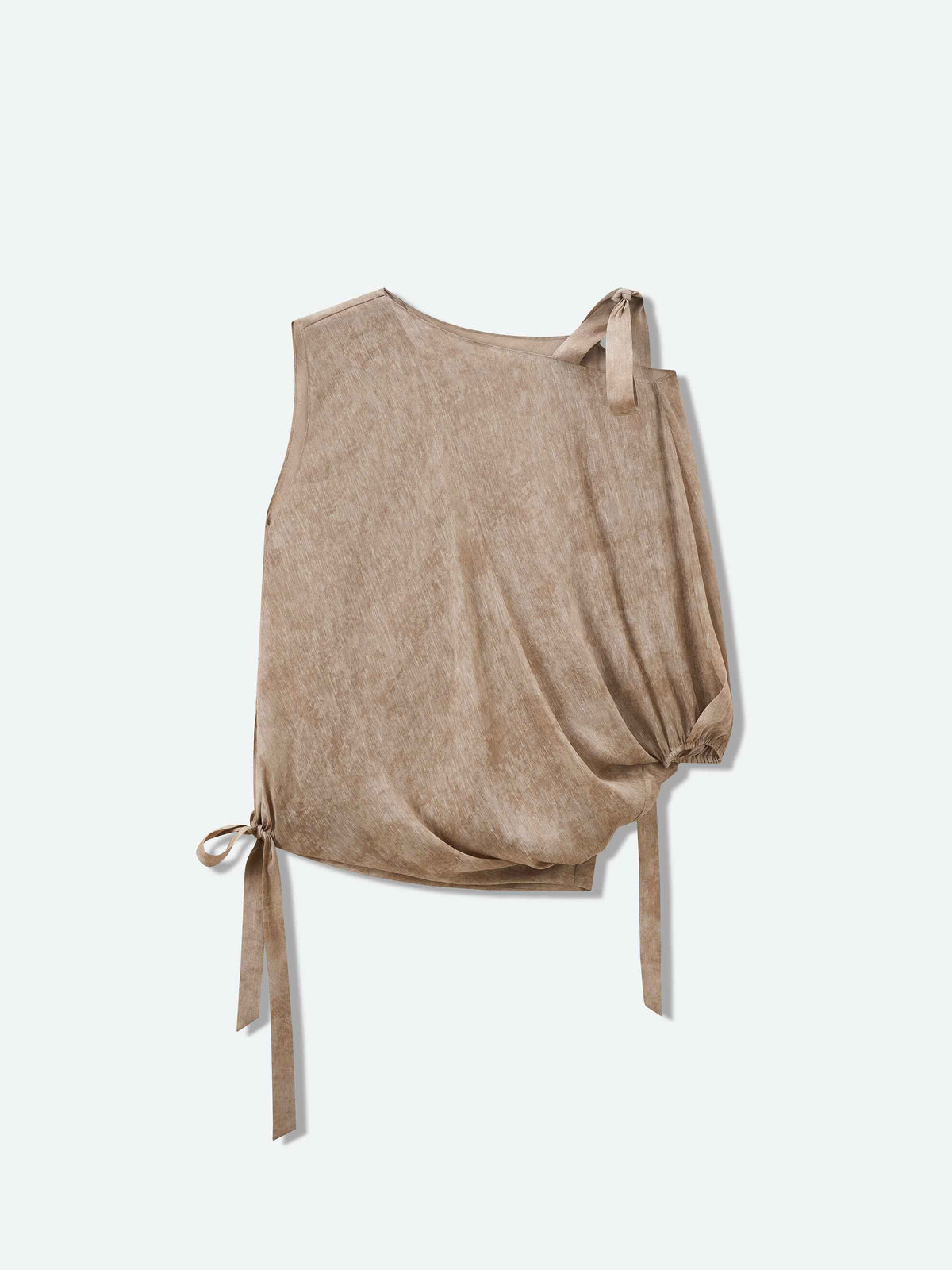 Light Khaki Elbow-Sleeve Top