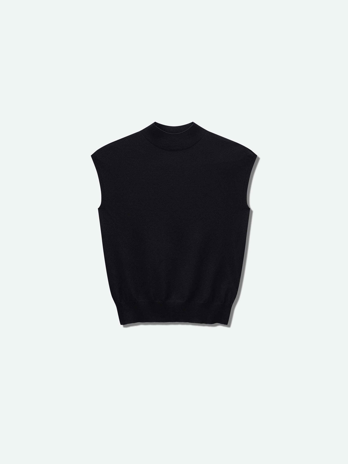 Black Viscose Nylon Seamless Ribbed Hem Slim Knit Pullover