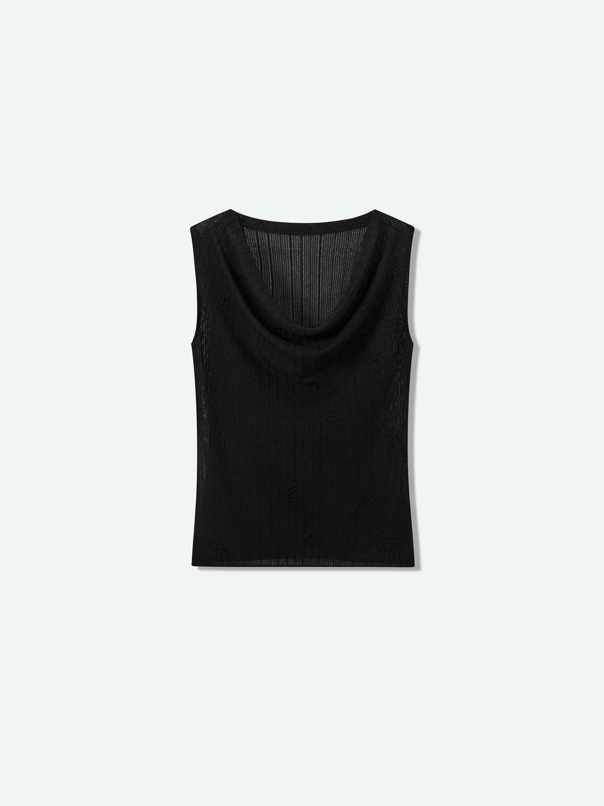 Black Triacetate Tencel One-Shoulder Jacquard Knit Sweater
