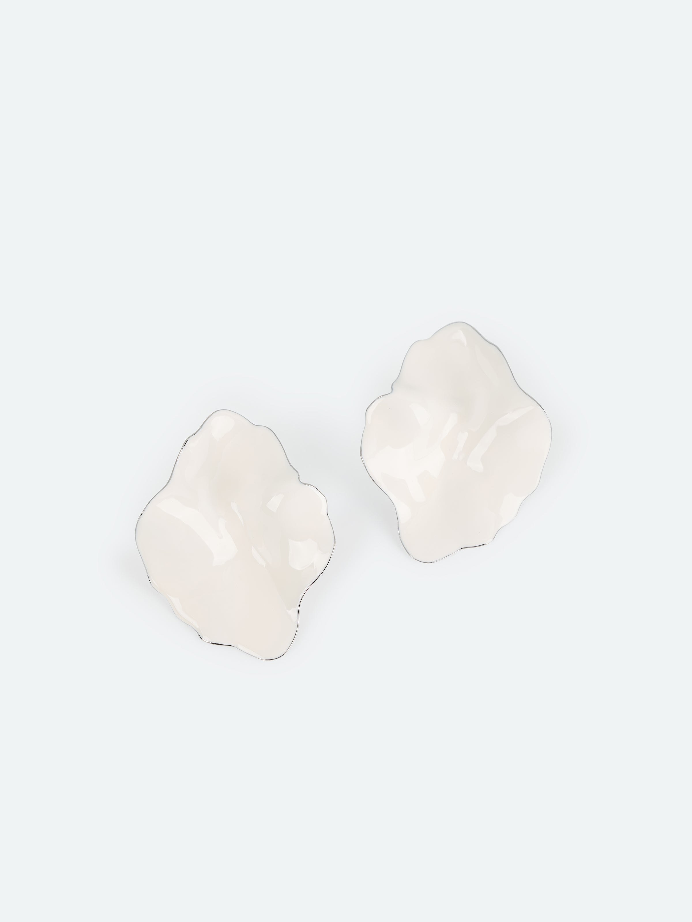 Off White Enamel 3D Layered Petal Stud Earrings