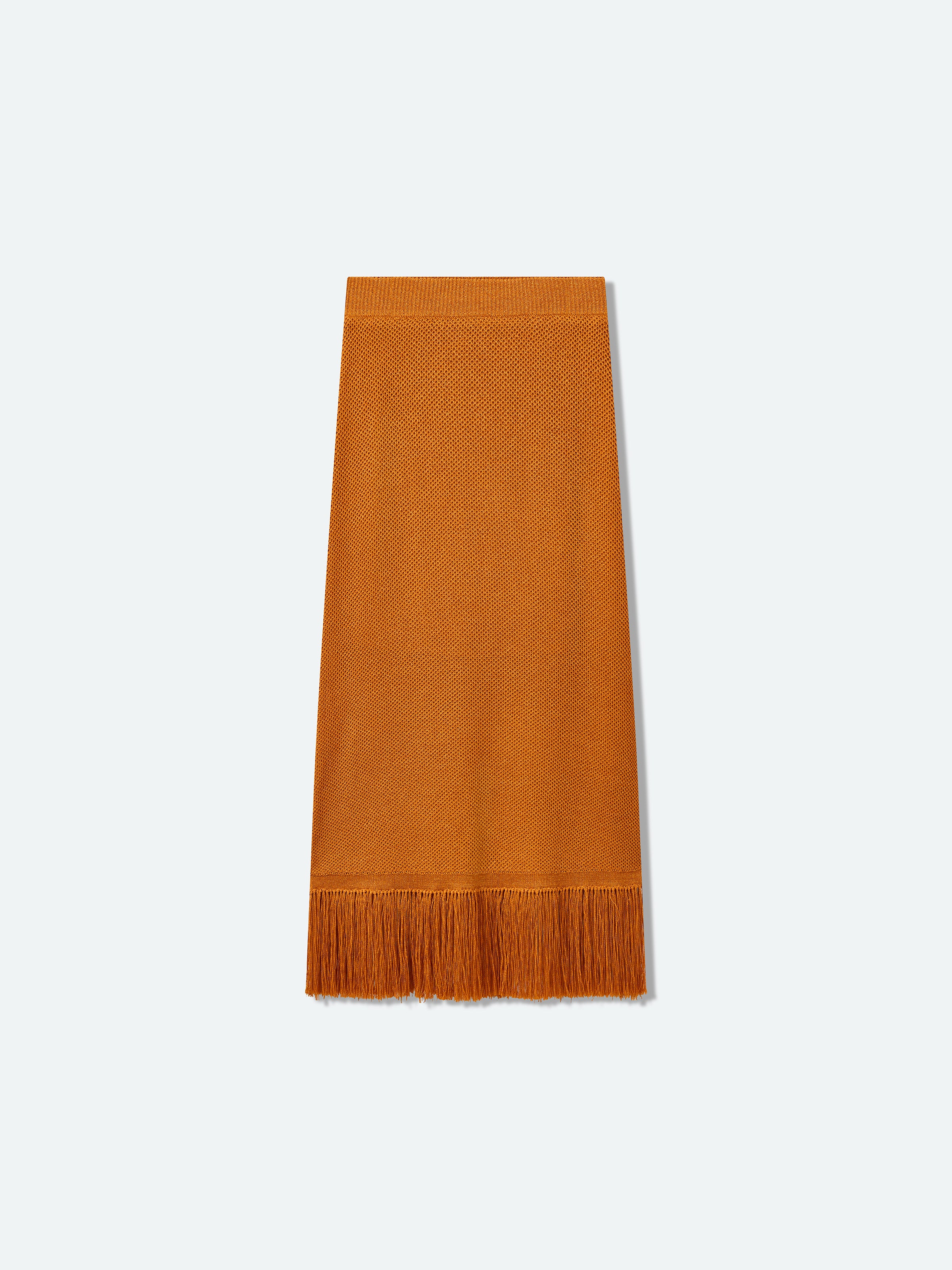 Orange Red Knitted Midi Skirt