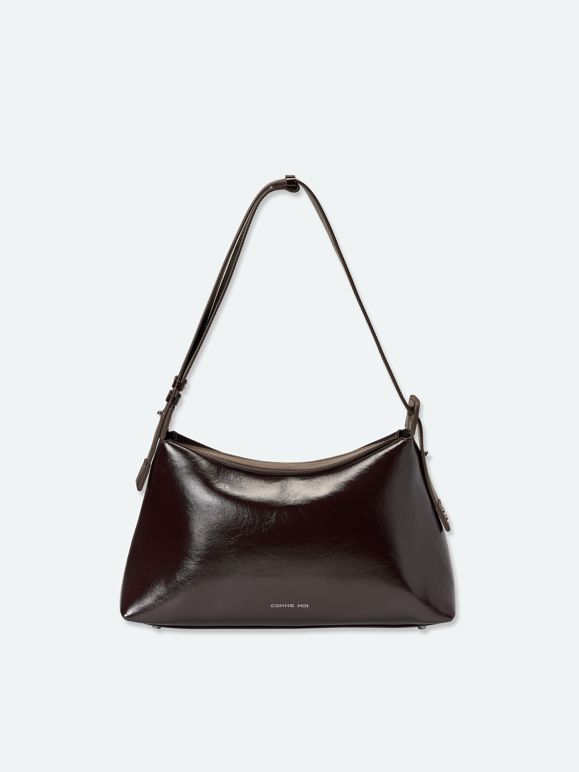 Dark Reddish Cowhide Fine Grain Dumpling Bag