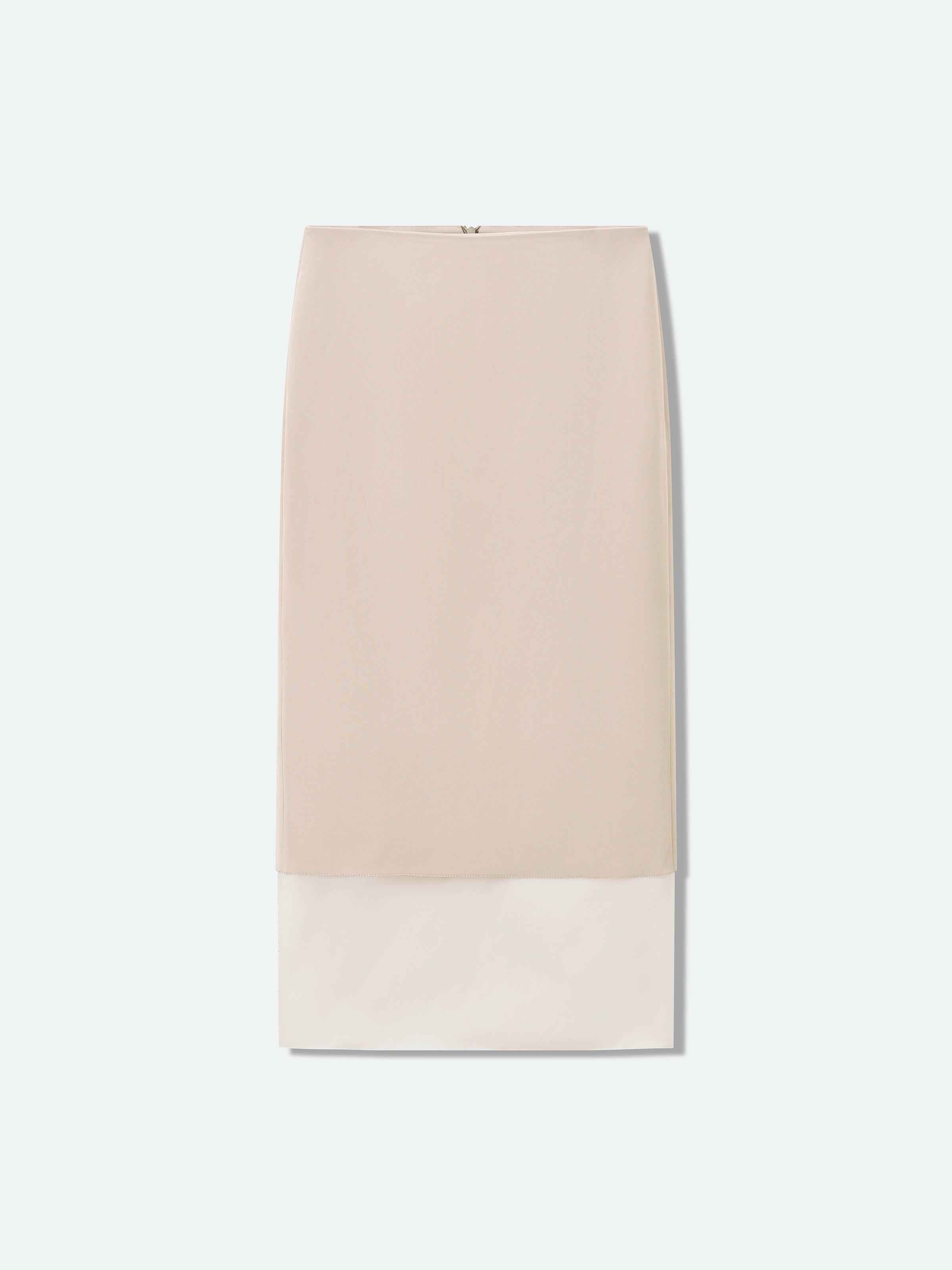 Light Khaki Mulberry Silk Gauze Splice Straight Midi Skirt