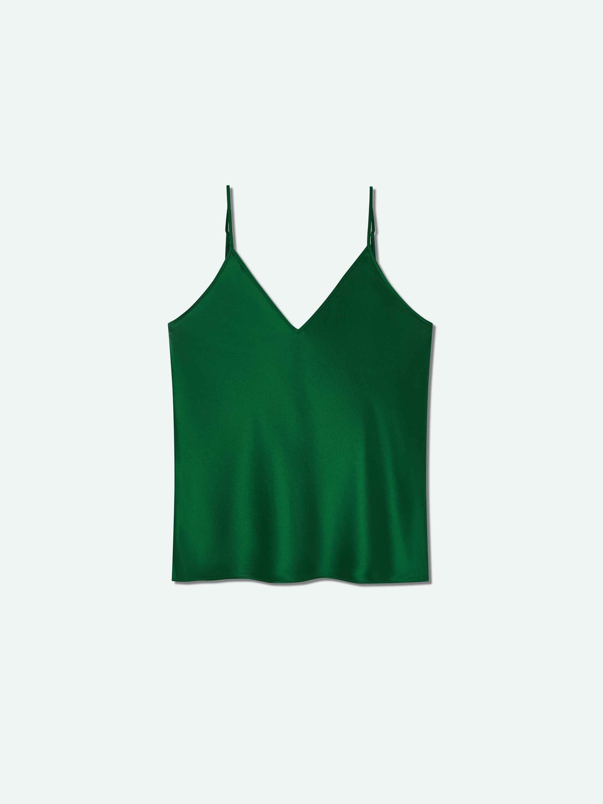 Green Acetate V-Neck Draped Neckline Camisole