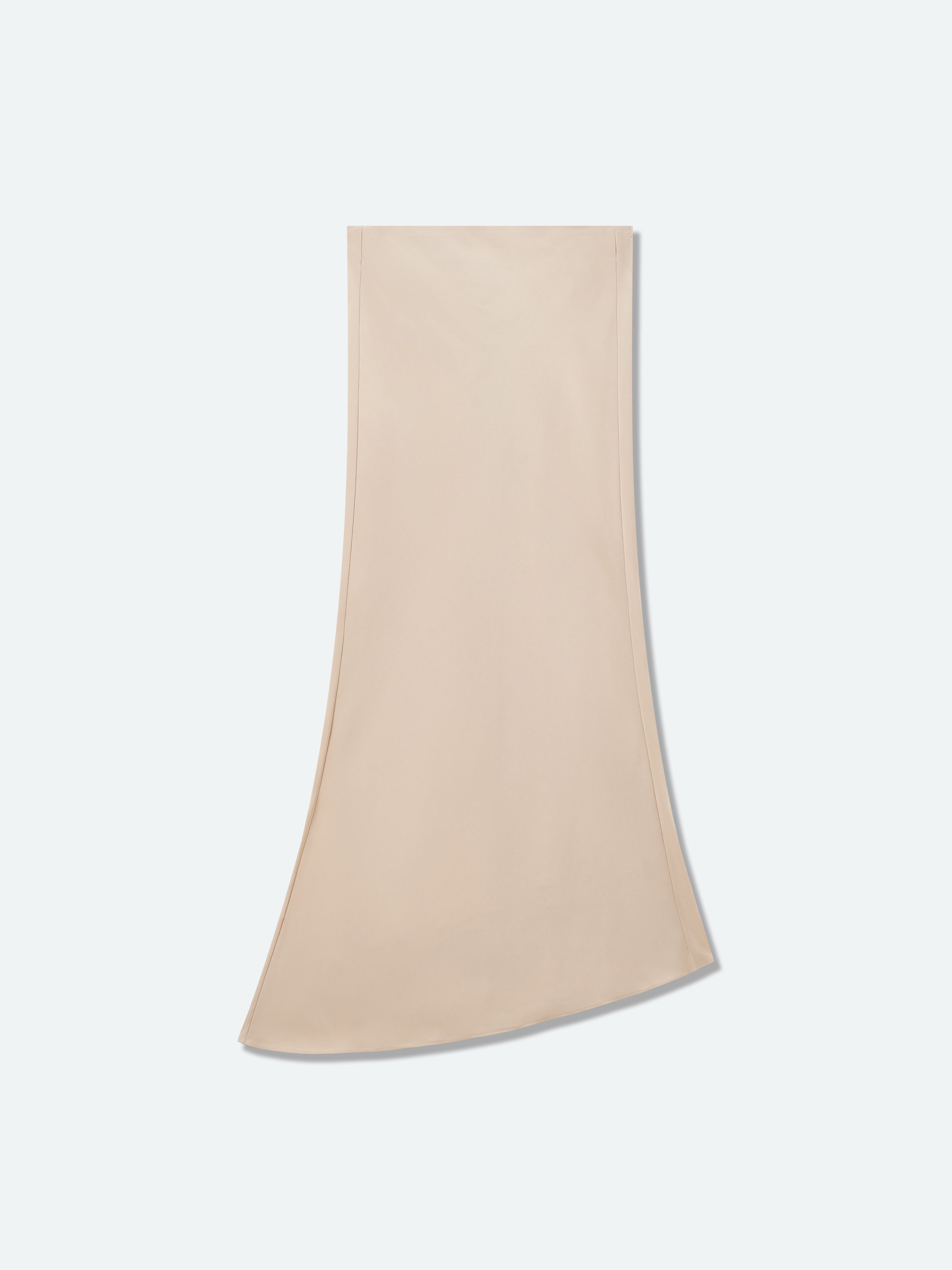 Beige yellow mermaid skirt flat lay with asymmetric hem shape