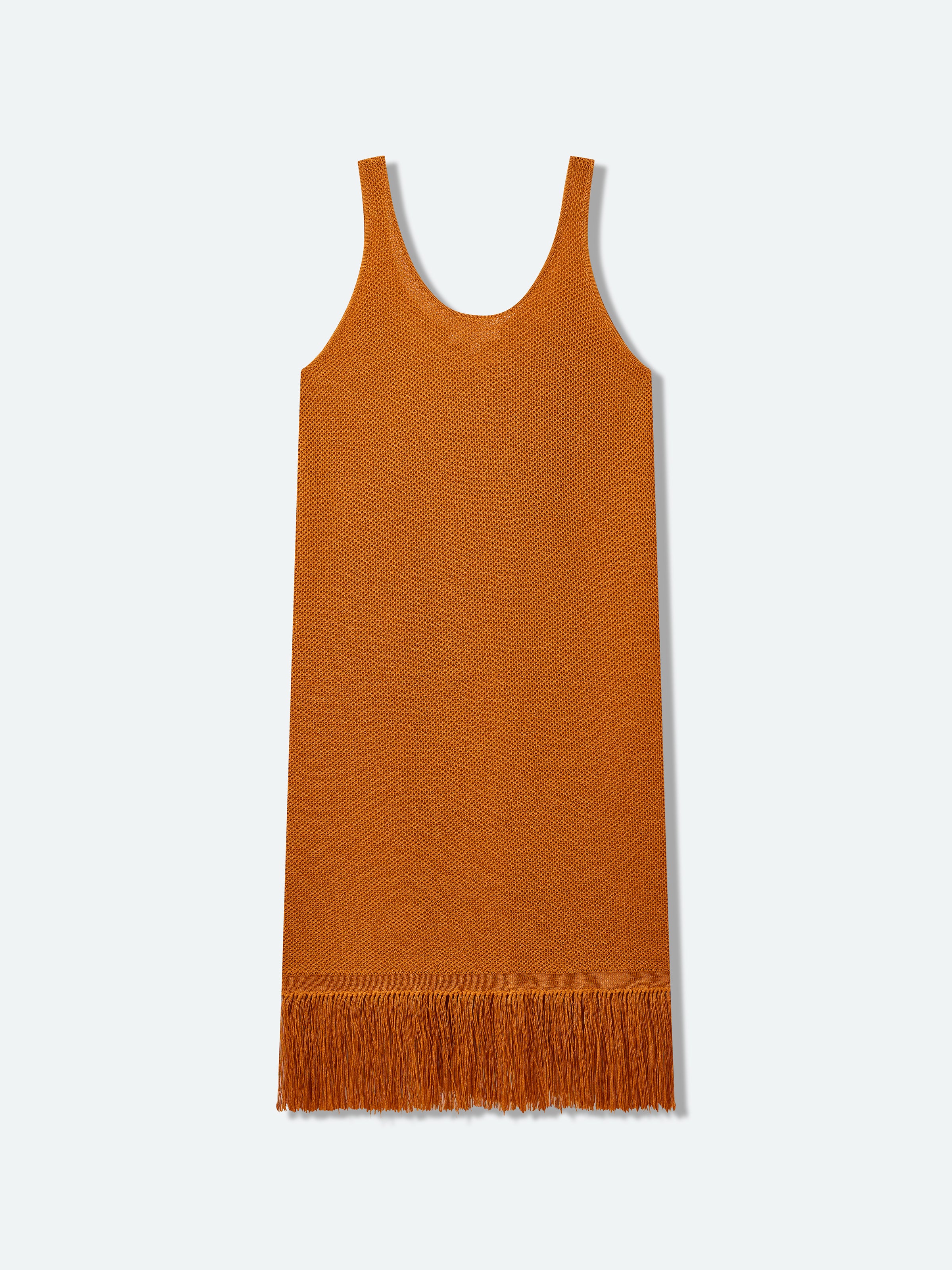 Orange Sleeveless Knit Dress