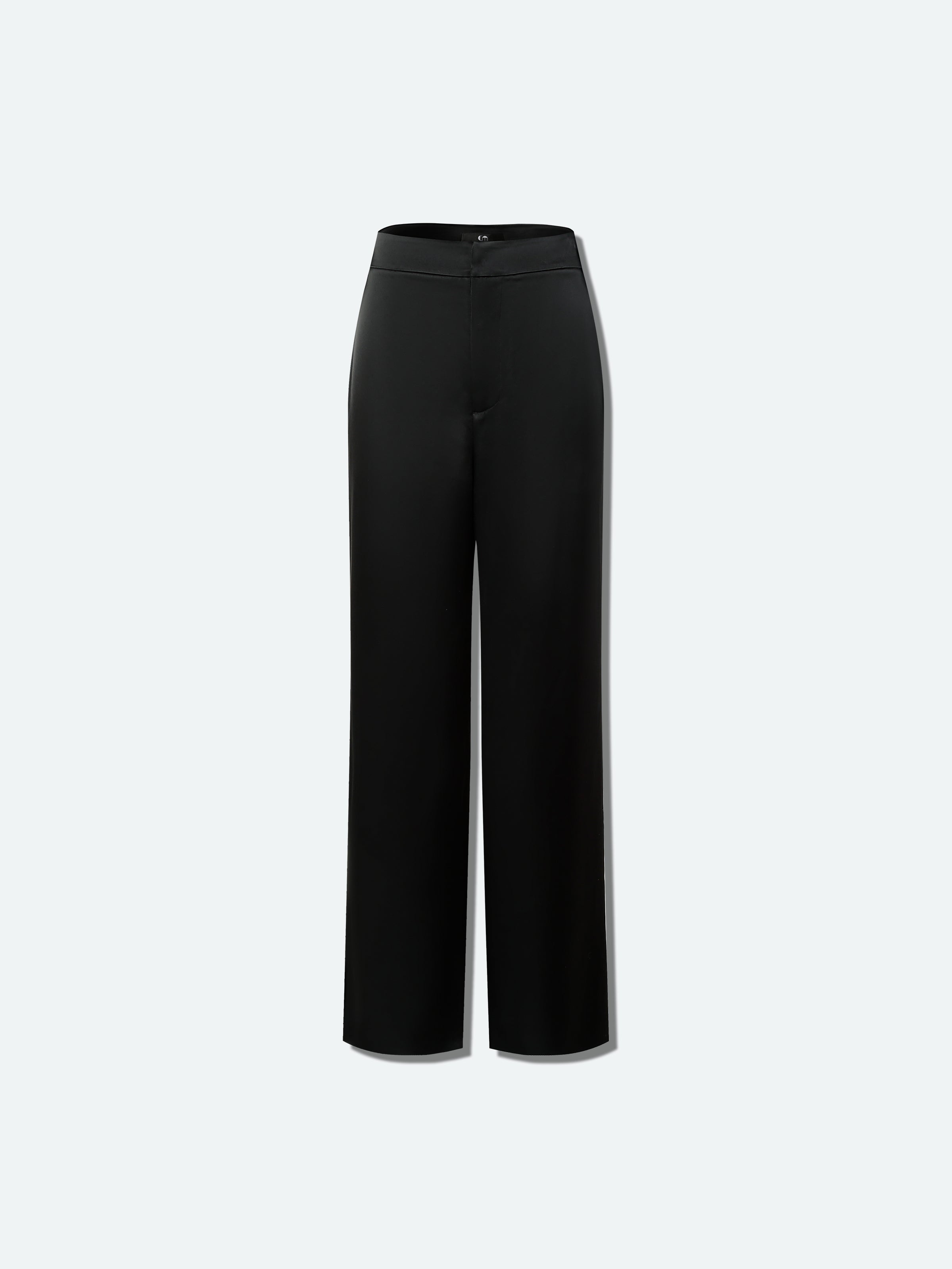 Black Triacetate Breathable Double Pocket Wide-Leg Trousers