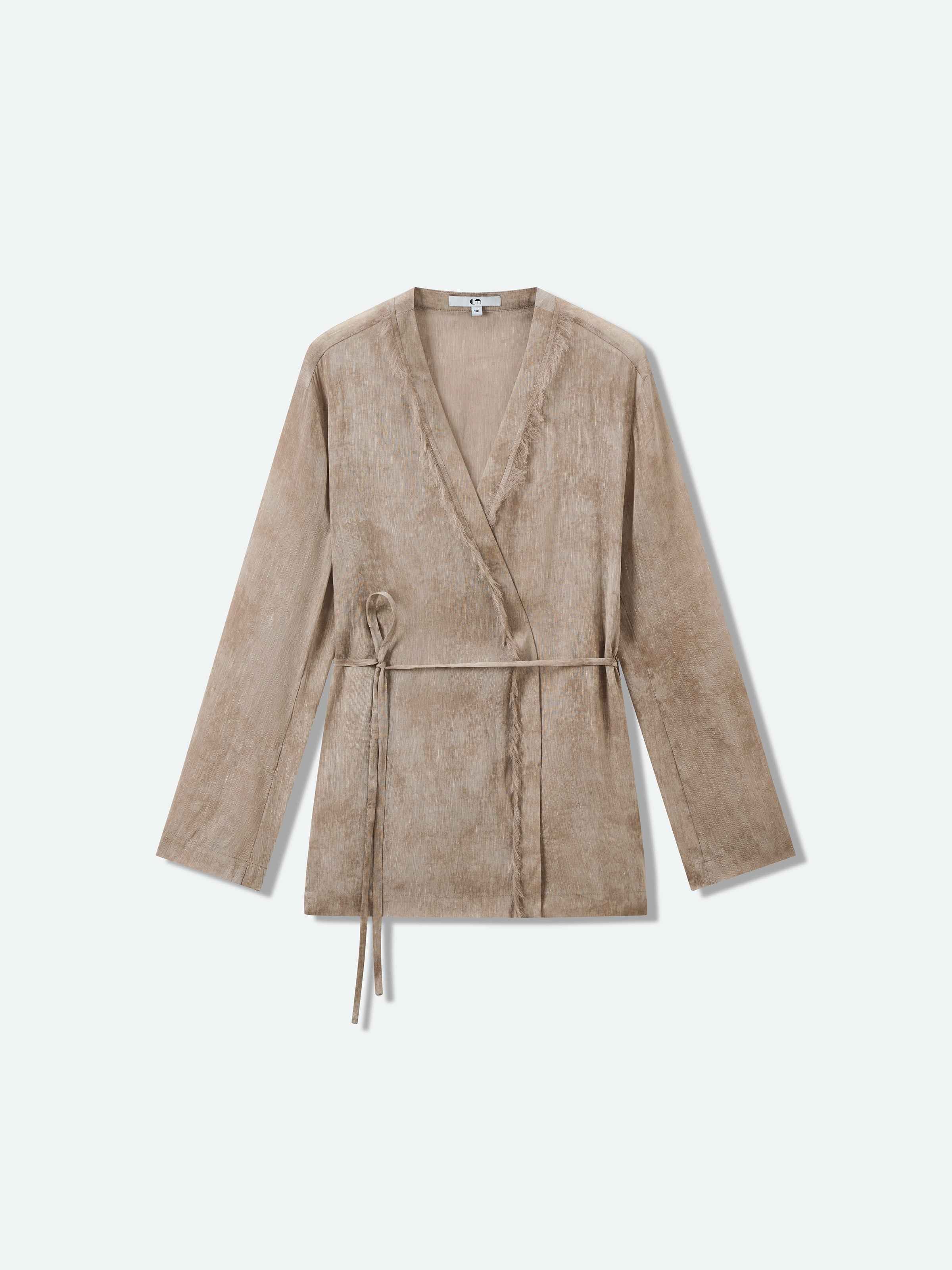 Light Khaki Tie Waist Blazer