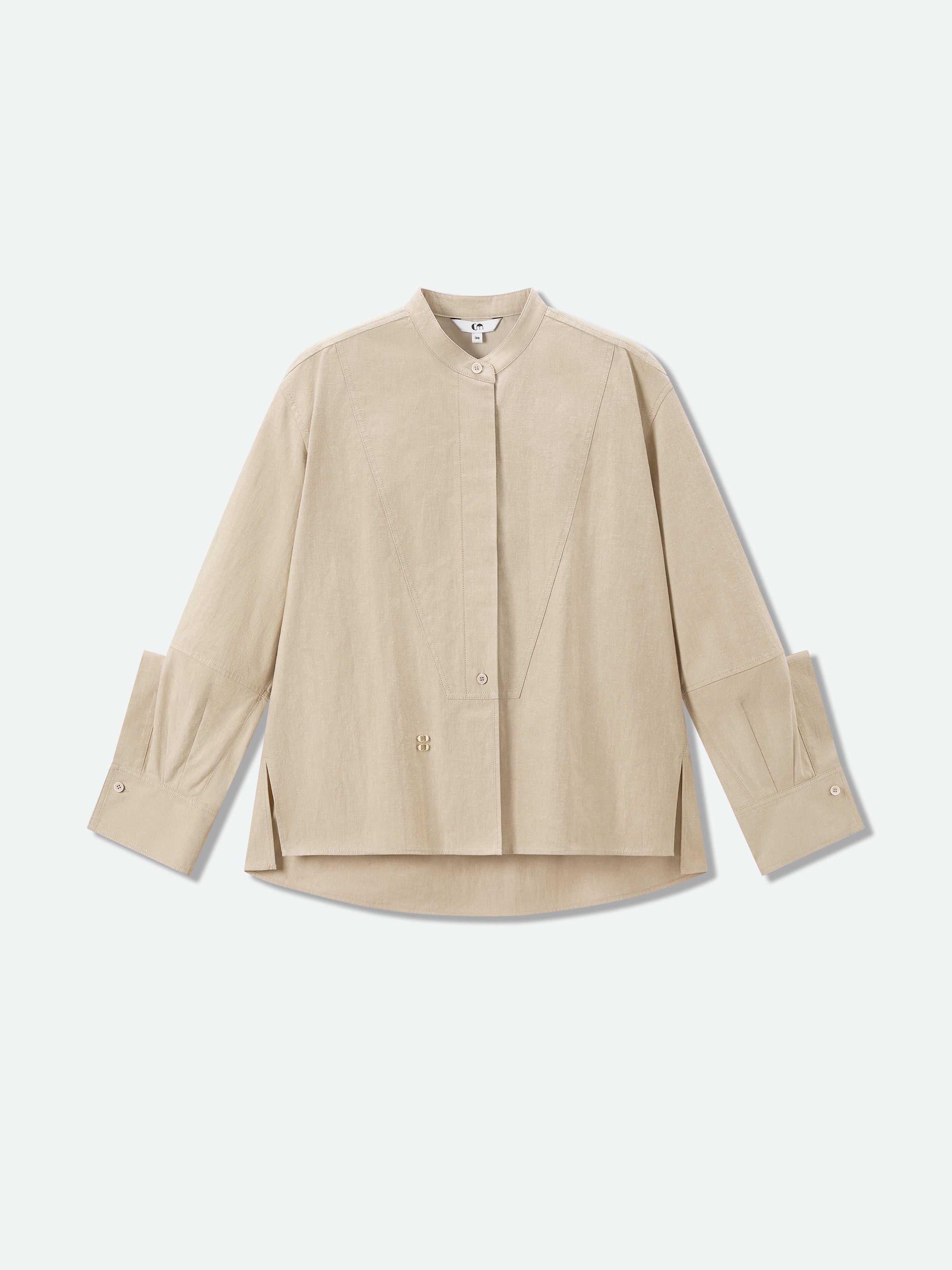 Oversized Shirt with Mini Stand Collar