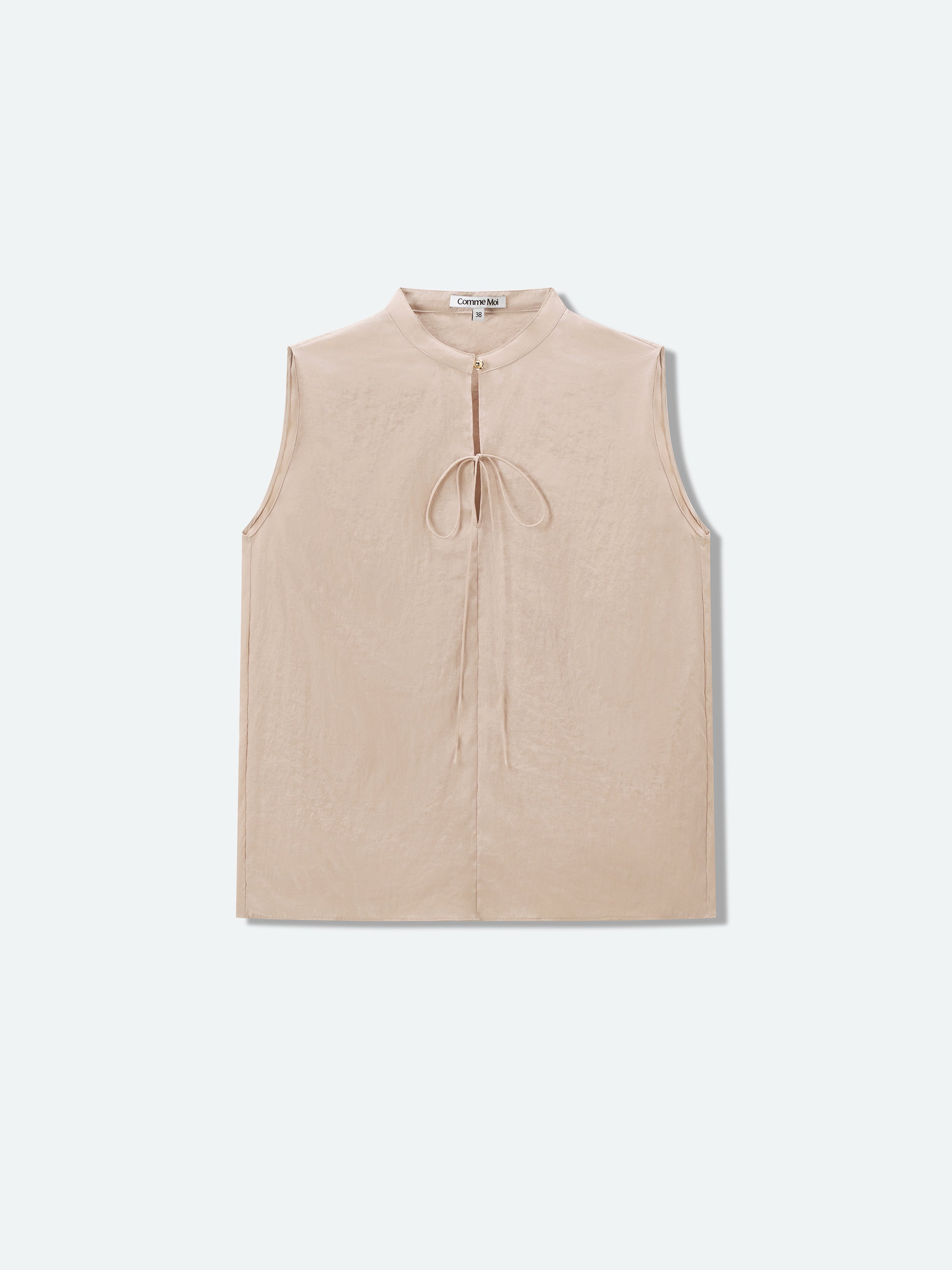 Sleeveless Stand Collar Tie Top