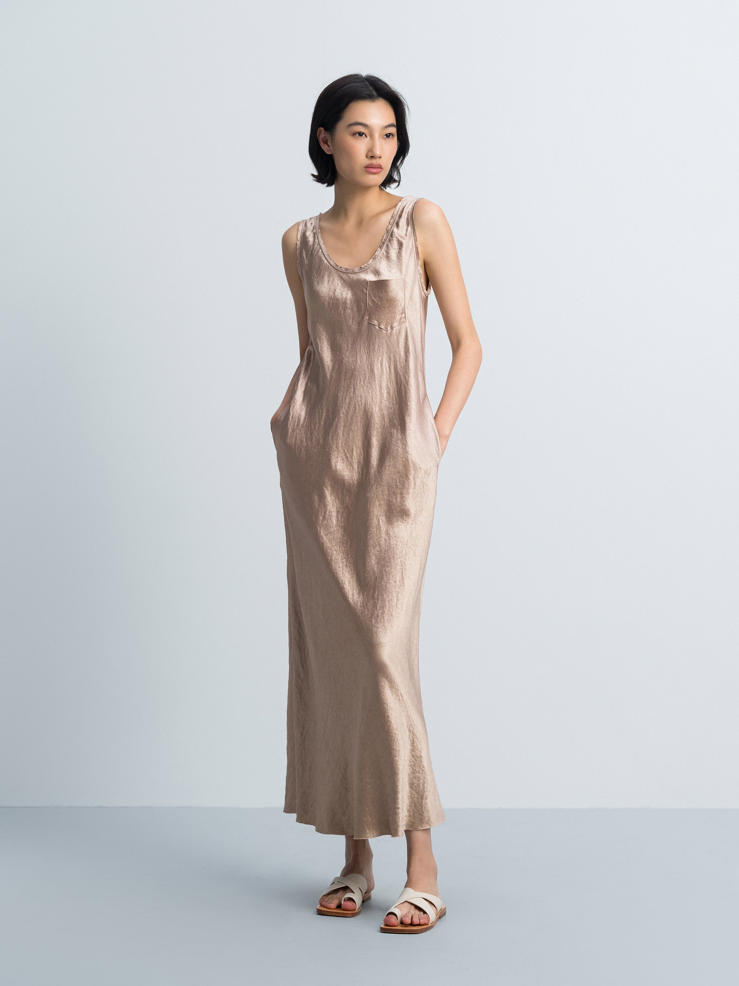 Coffee Brown Sleeveless Dress
