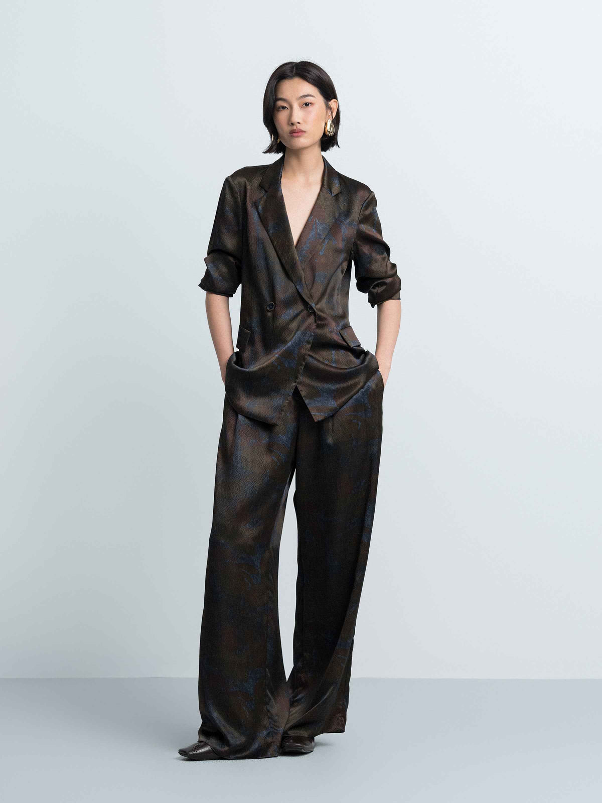 Printed Wide‑leg Trousers