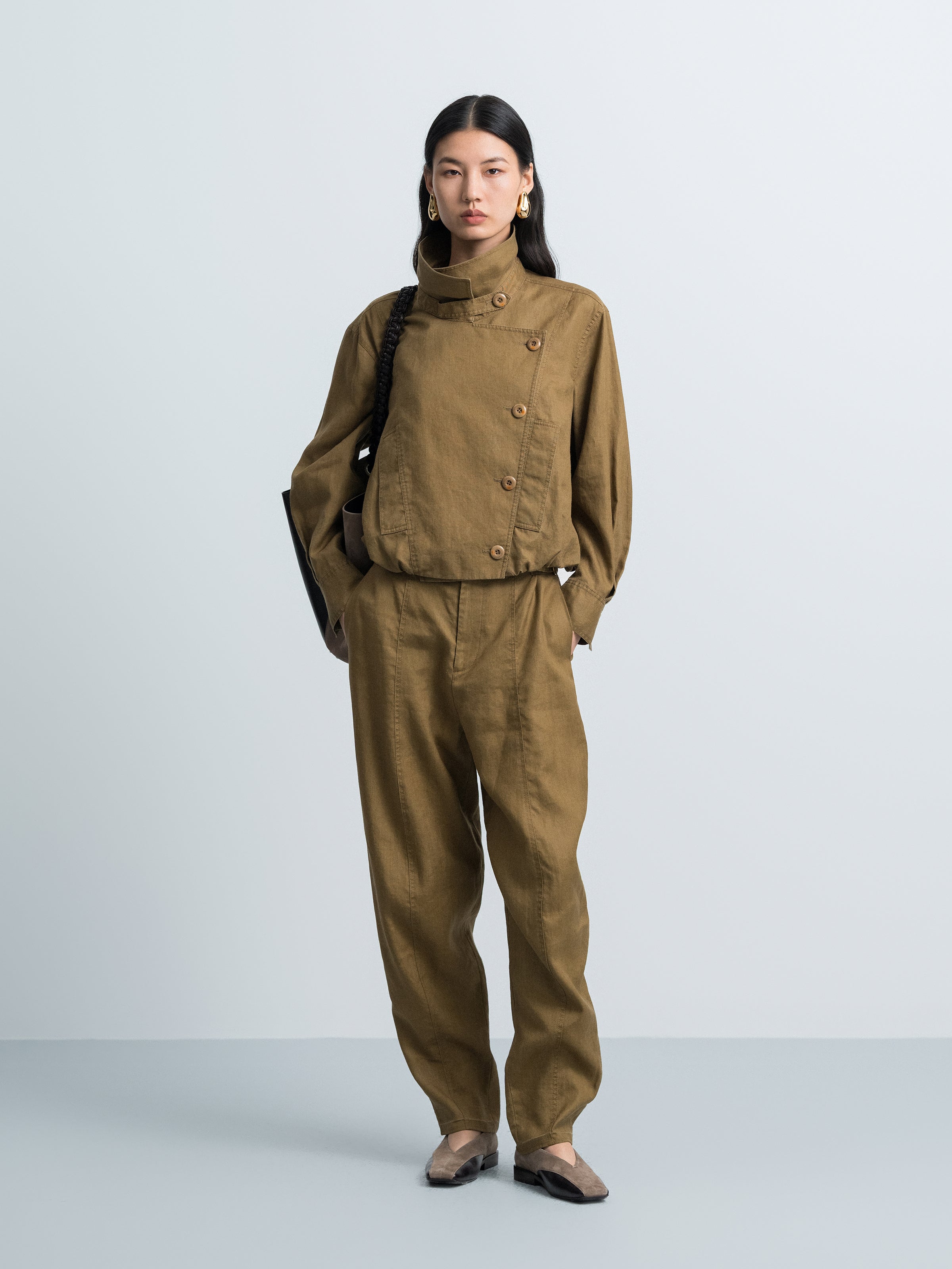 Stand‑collar Cropped Jacket