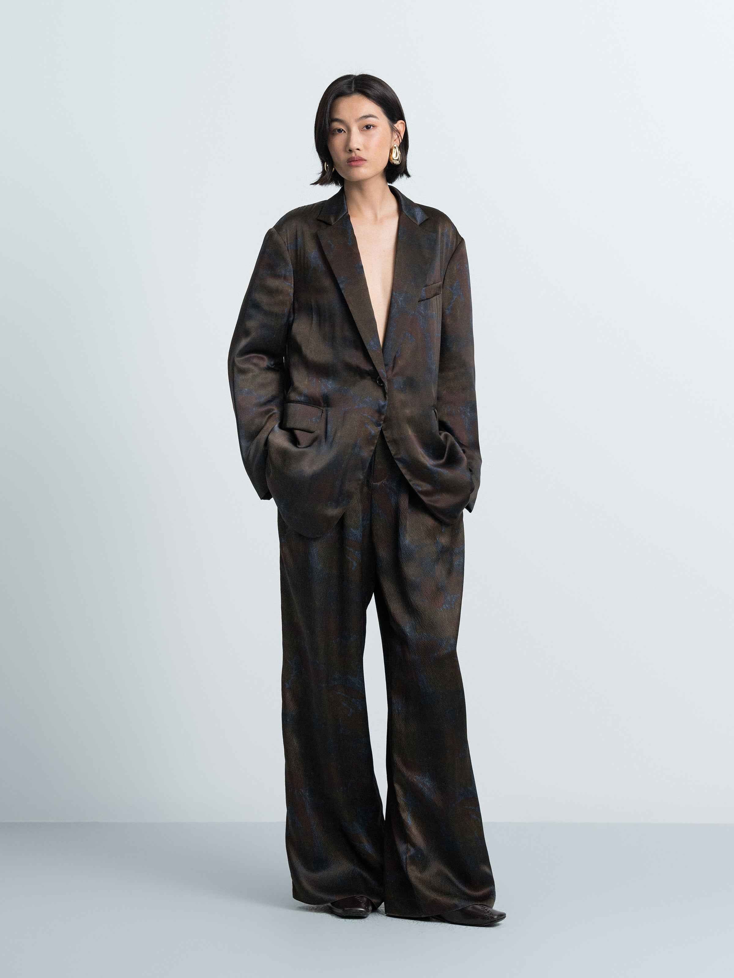 Printed Suit‑style Padded Jacket