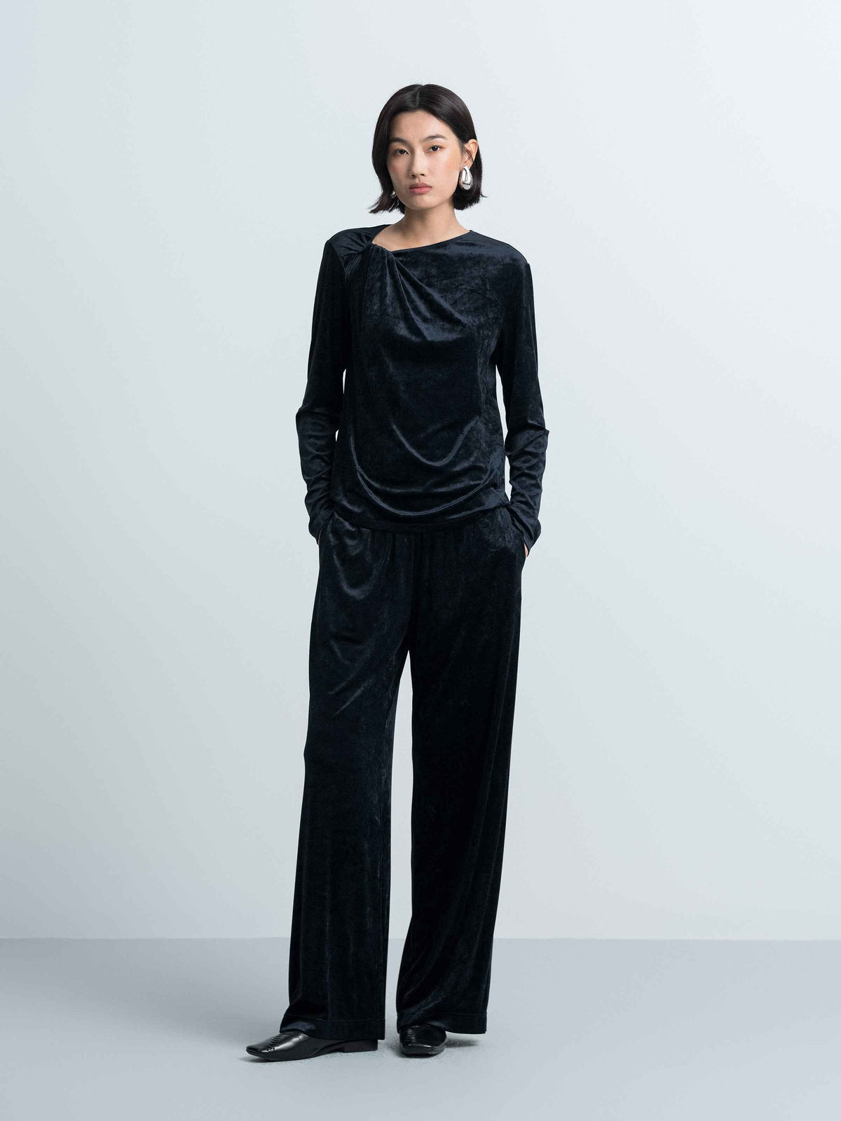 Velvet Long‑sleeve Top