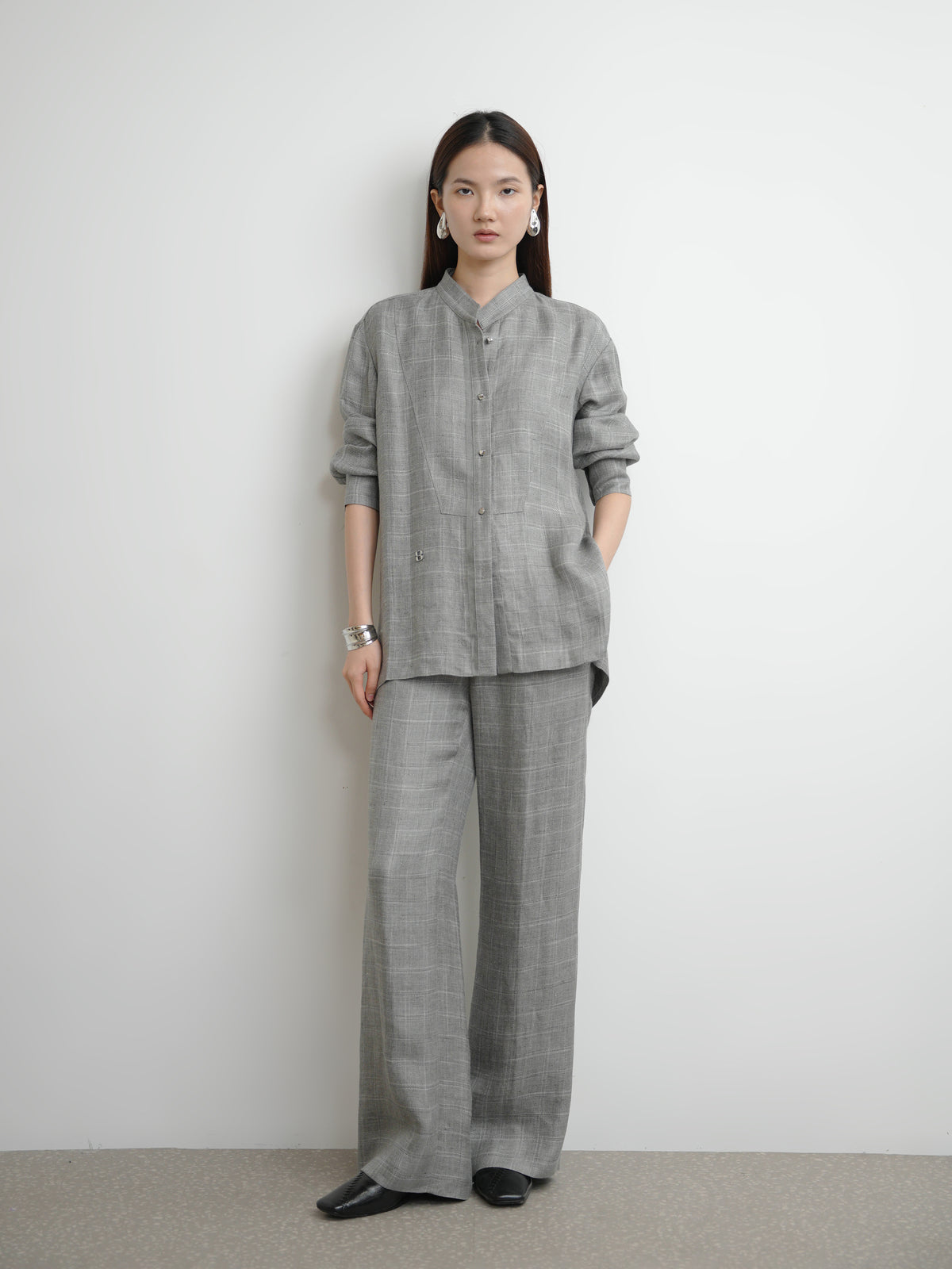 Waist-integrated Wide Leg Trousers