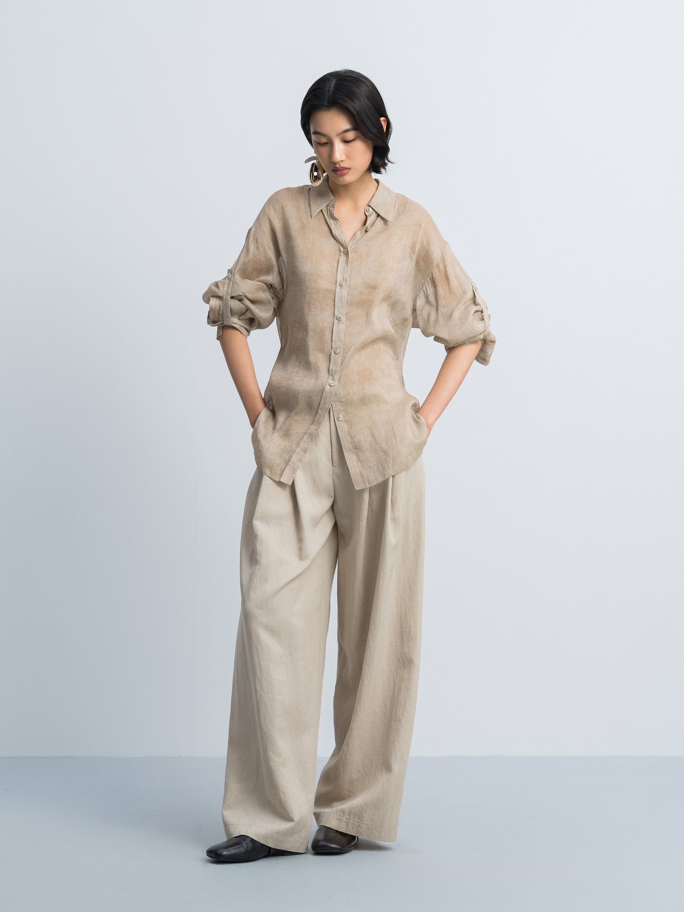 Light Khaki Long-Sleeve Shirt
