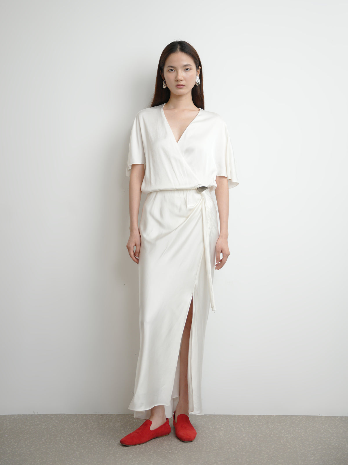 Sash & Diagonal Pocket Structured Dress