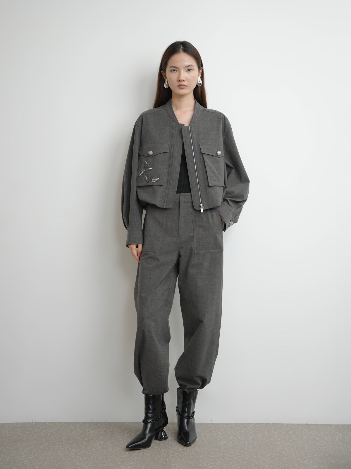 Paneled Curved Blade Trousers