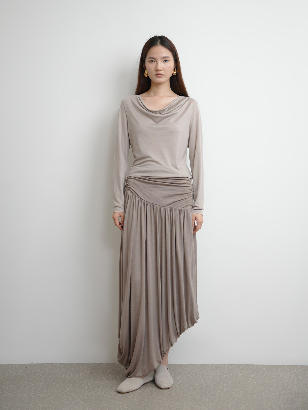 Gathered Structured Skirt