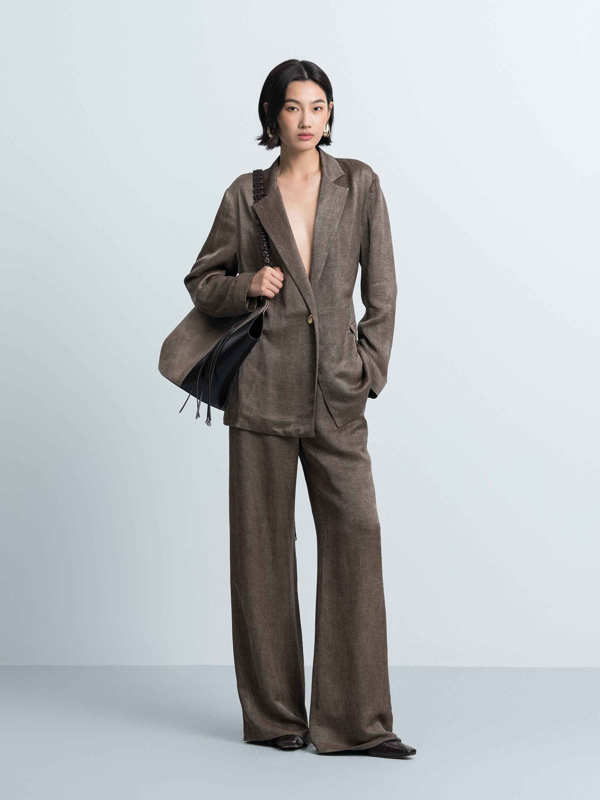 Attached‑waist Wide‑leg Trousers