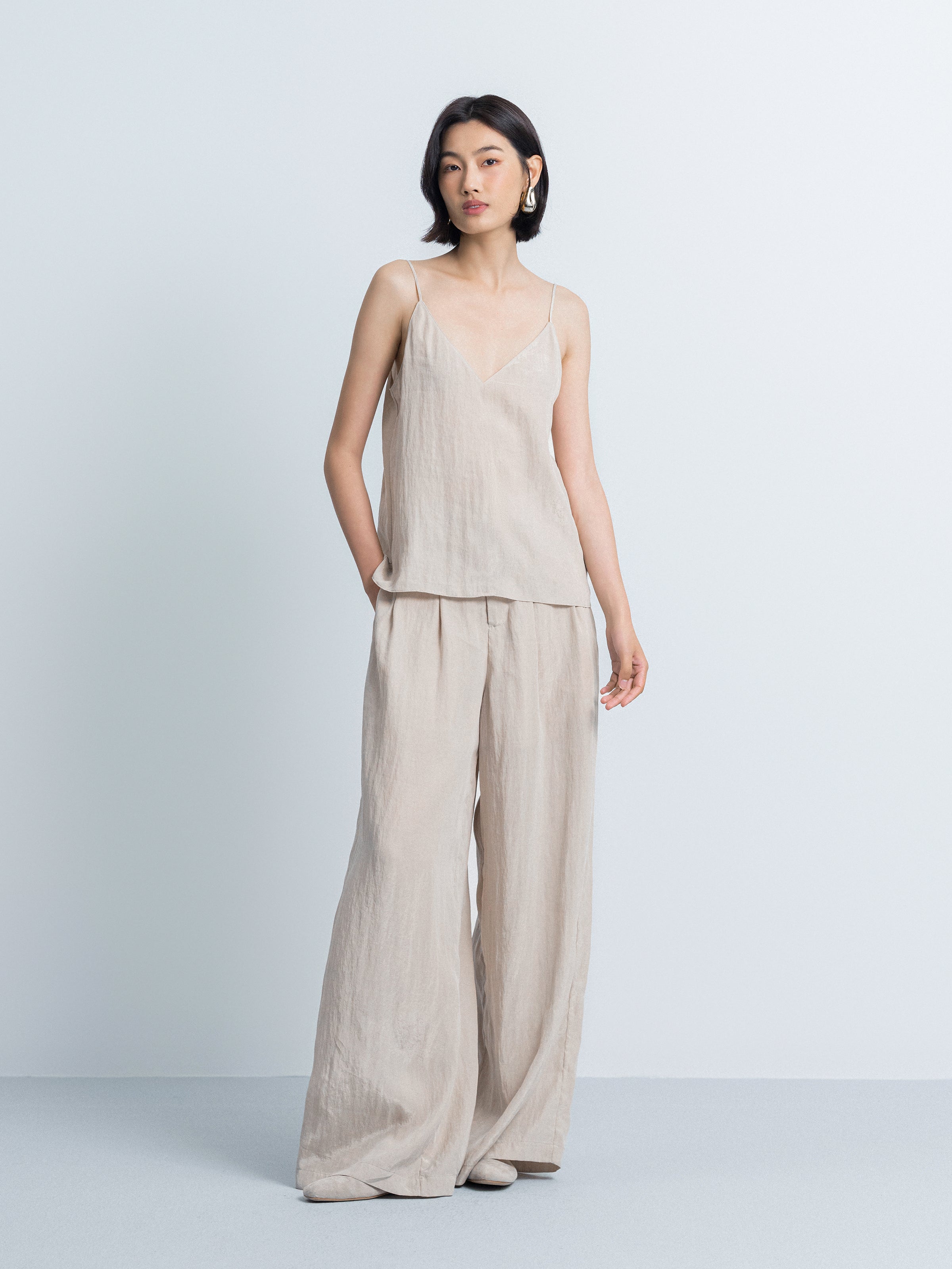 Double Pleat Wide Leg Pants