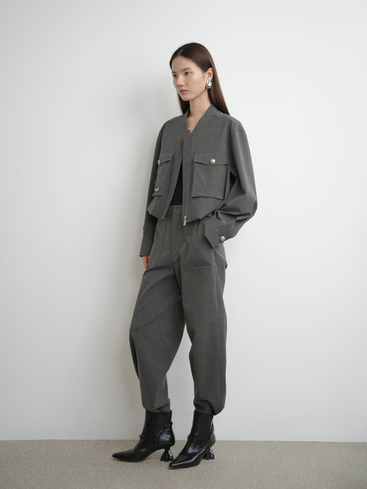 Paneled Curved Blade Trousers