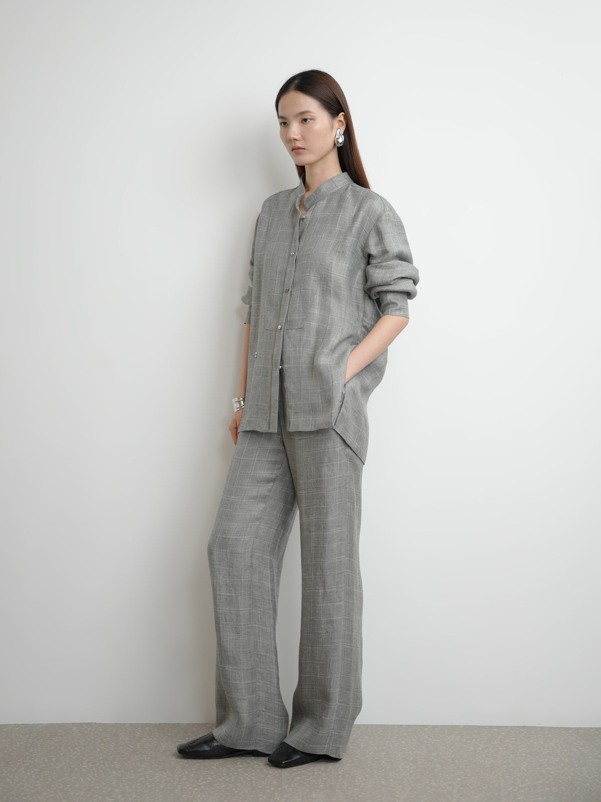 Waist-integrated Wide Leg Trousers
