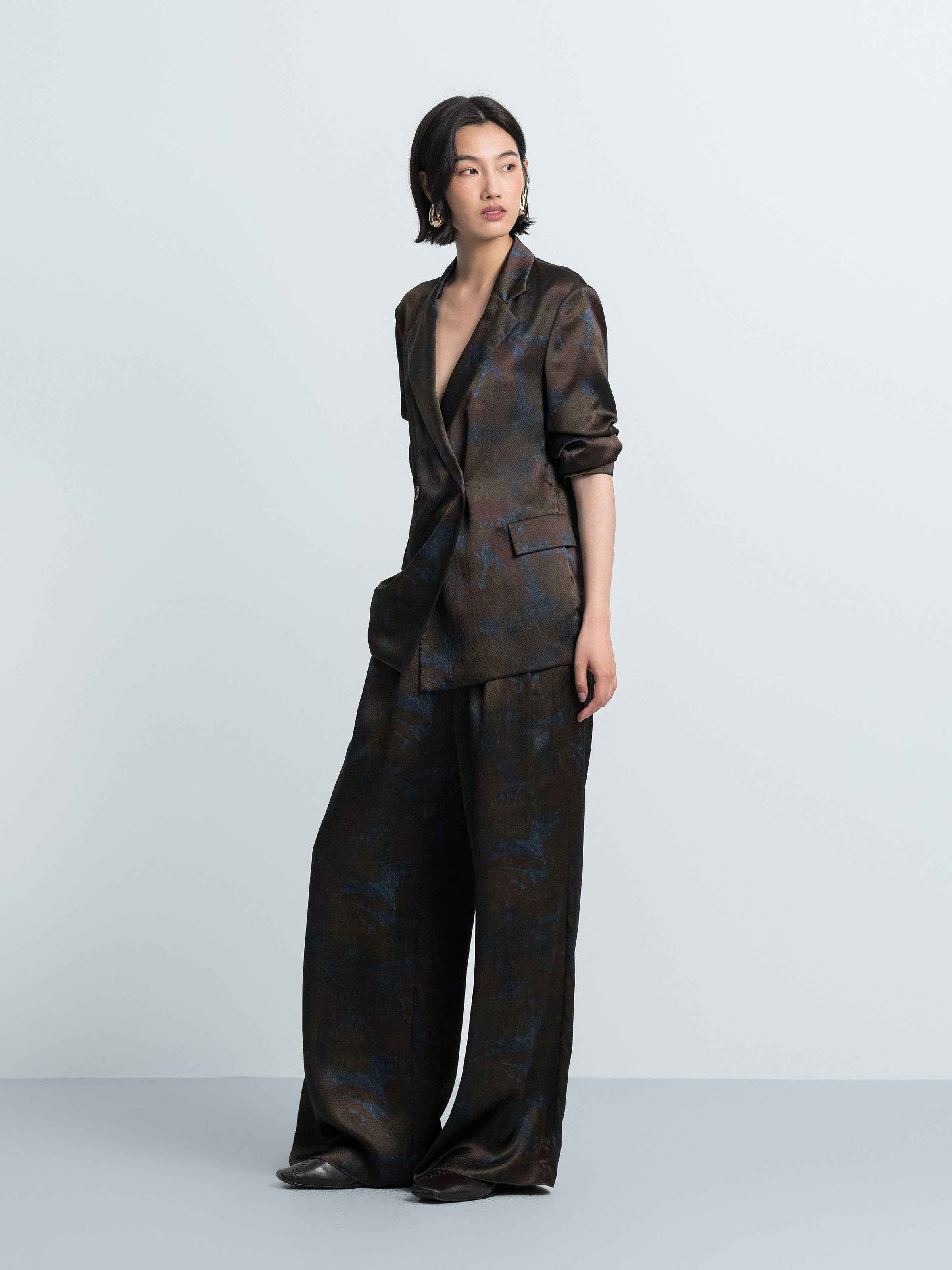 Printed Wide‑leg Trousers