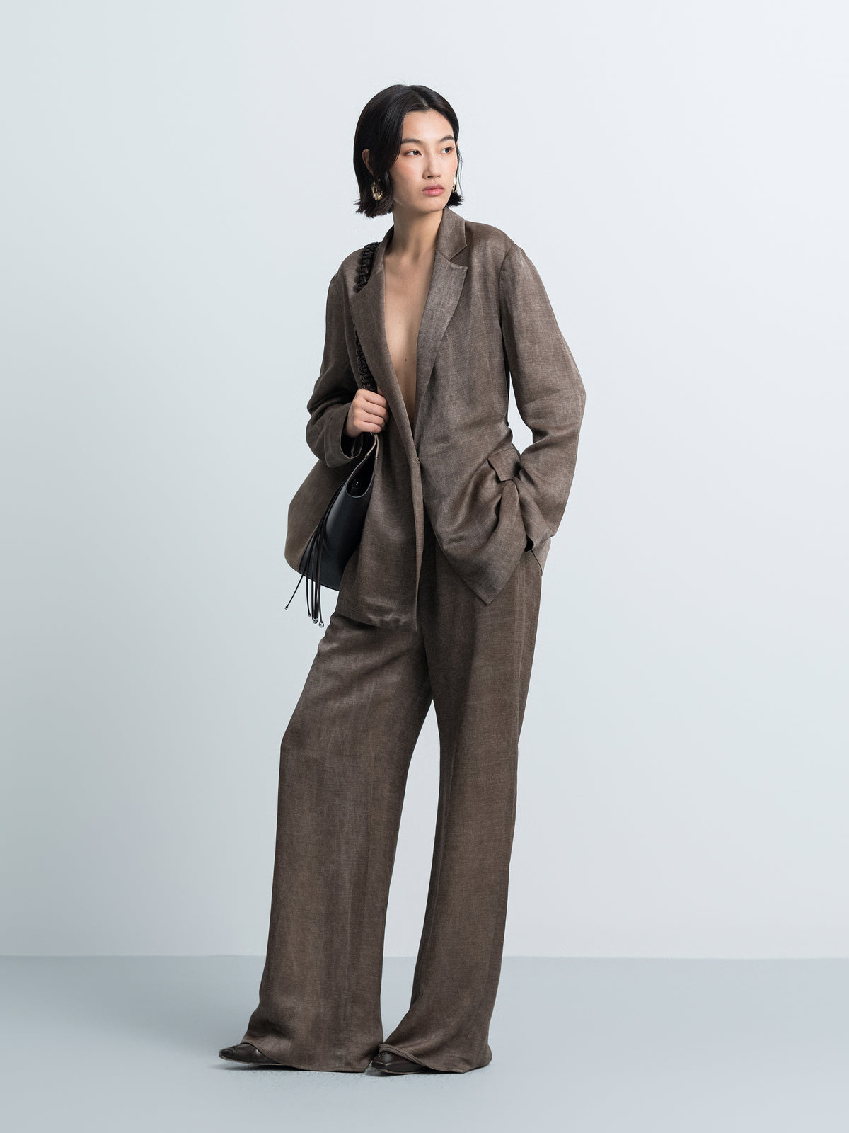 Attached‑waist Wide‑leg Trousers