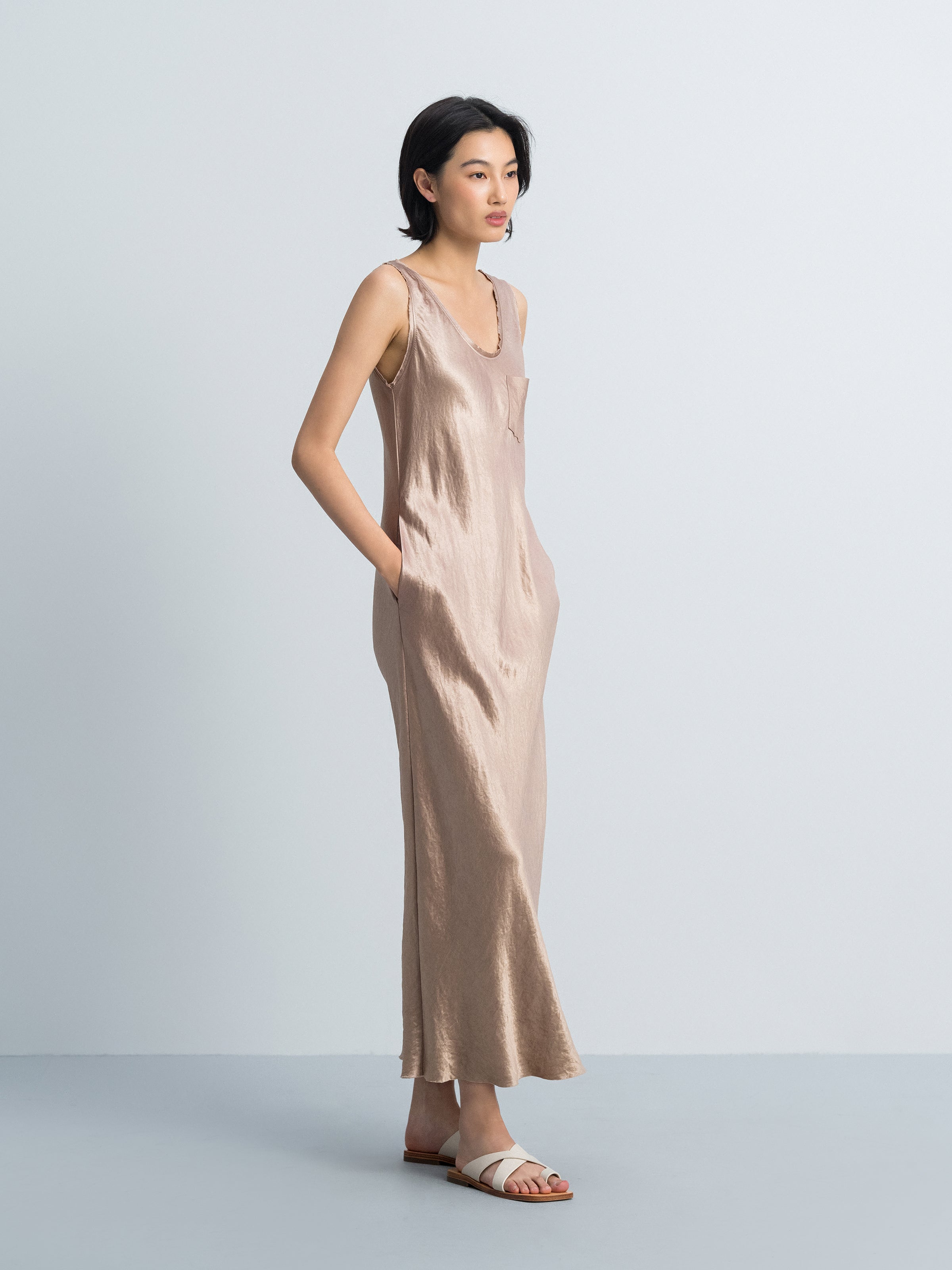 Coffee Brown Sleeveless Dress
