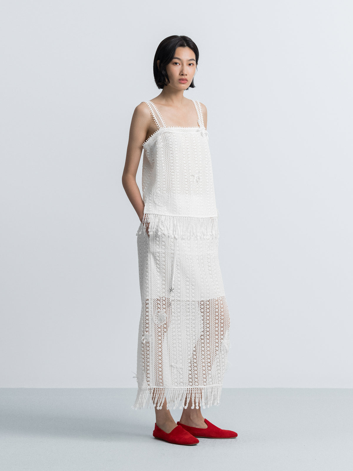 Off White Midi Skirt