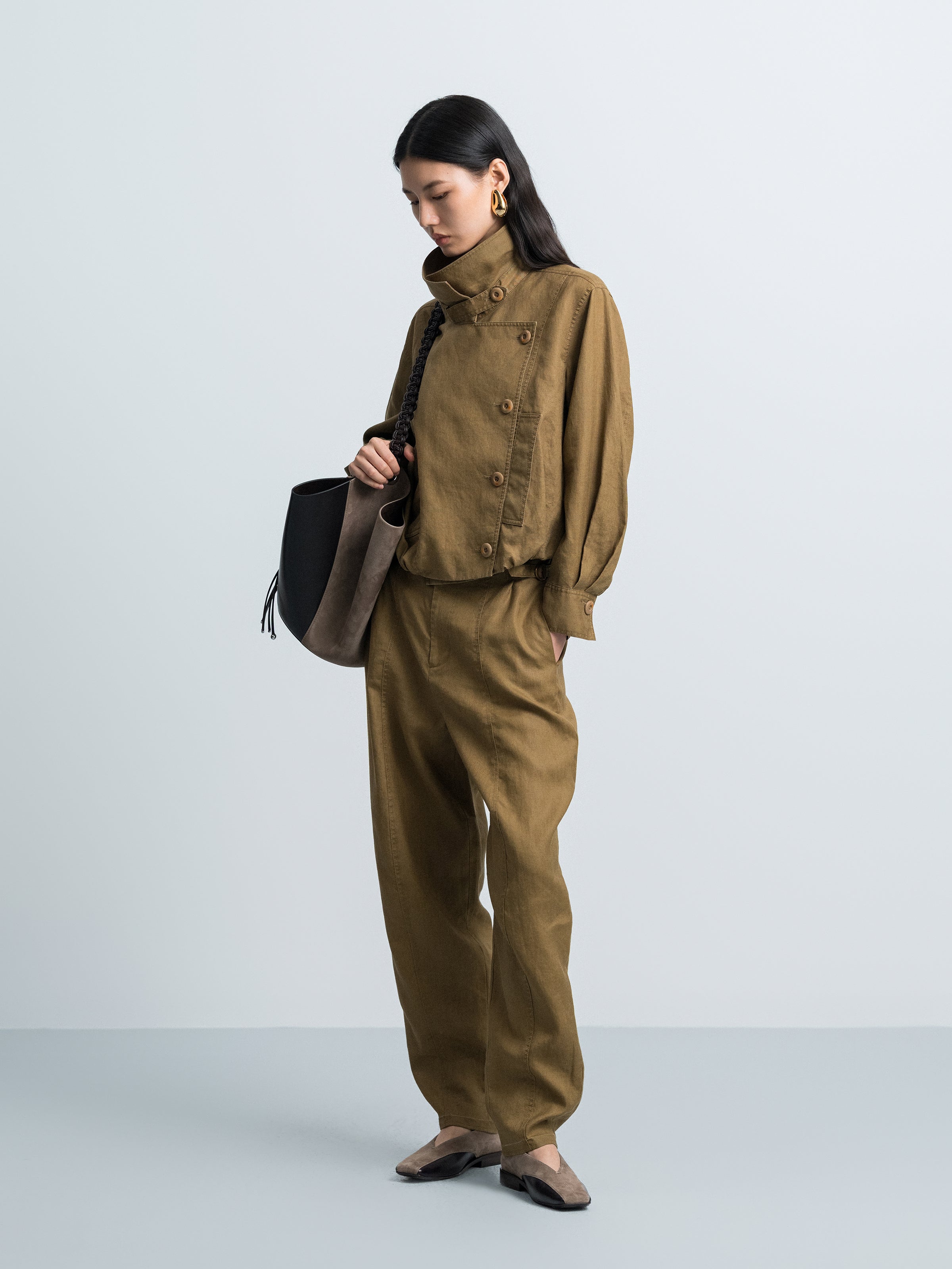 Stand‑collar Cropped Jacket