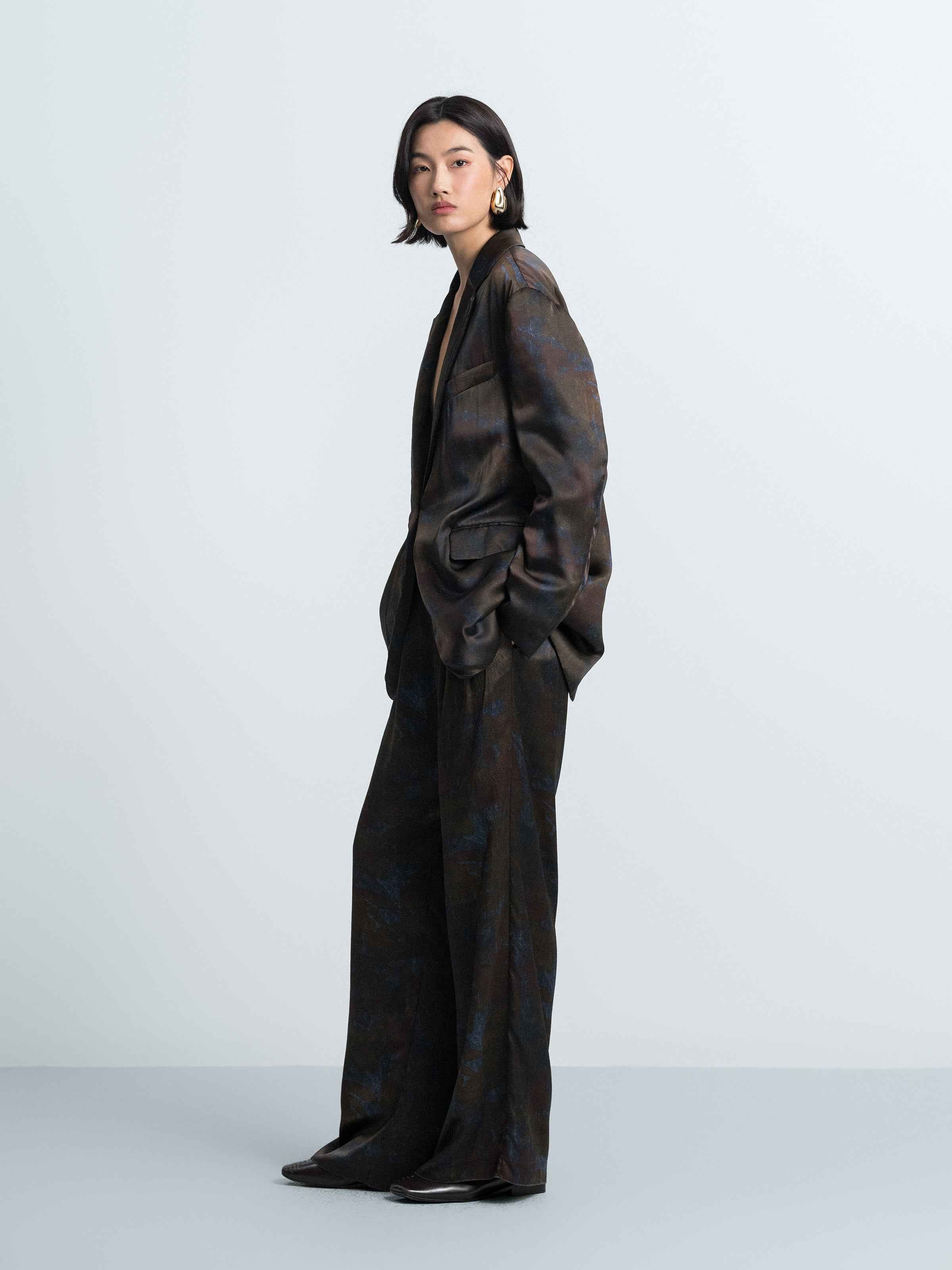 Printed Suit‑style Padded Jacket