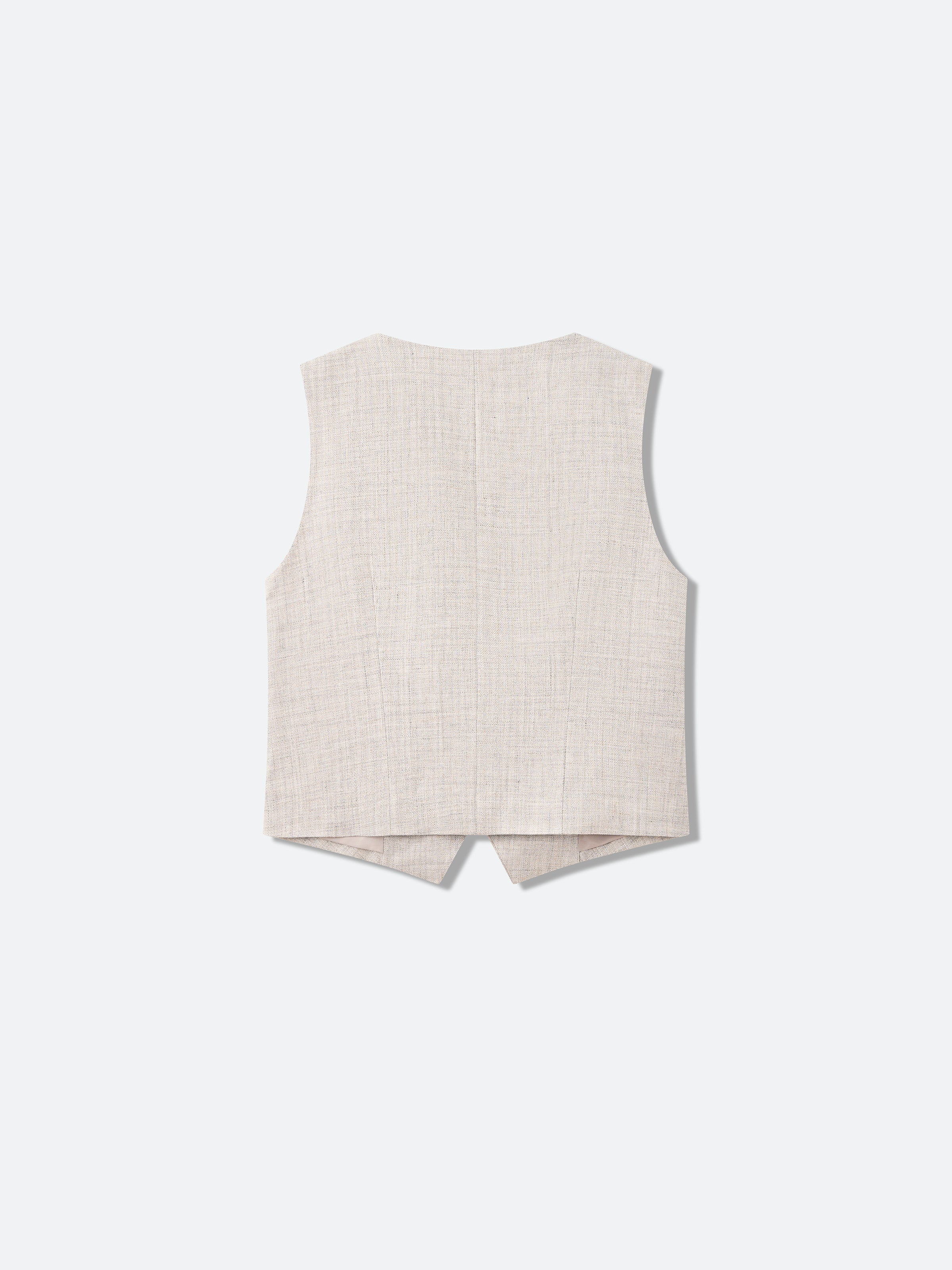Light Gray Linen Viscose Cropped V-Neck Vest