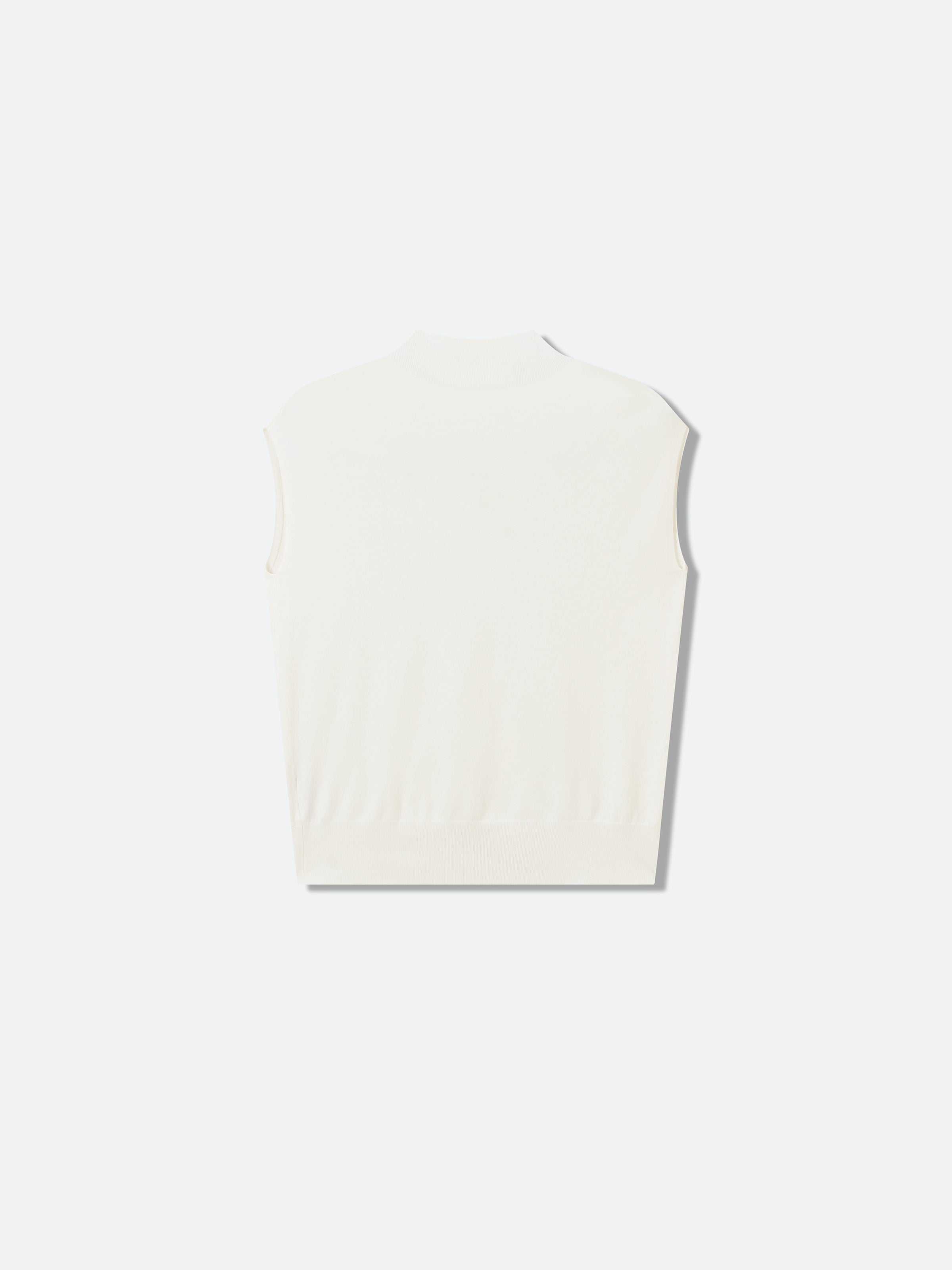 Off White Mulberry Silk Semi-High Neck Cap Sleeve Pullover
