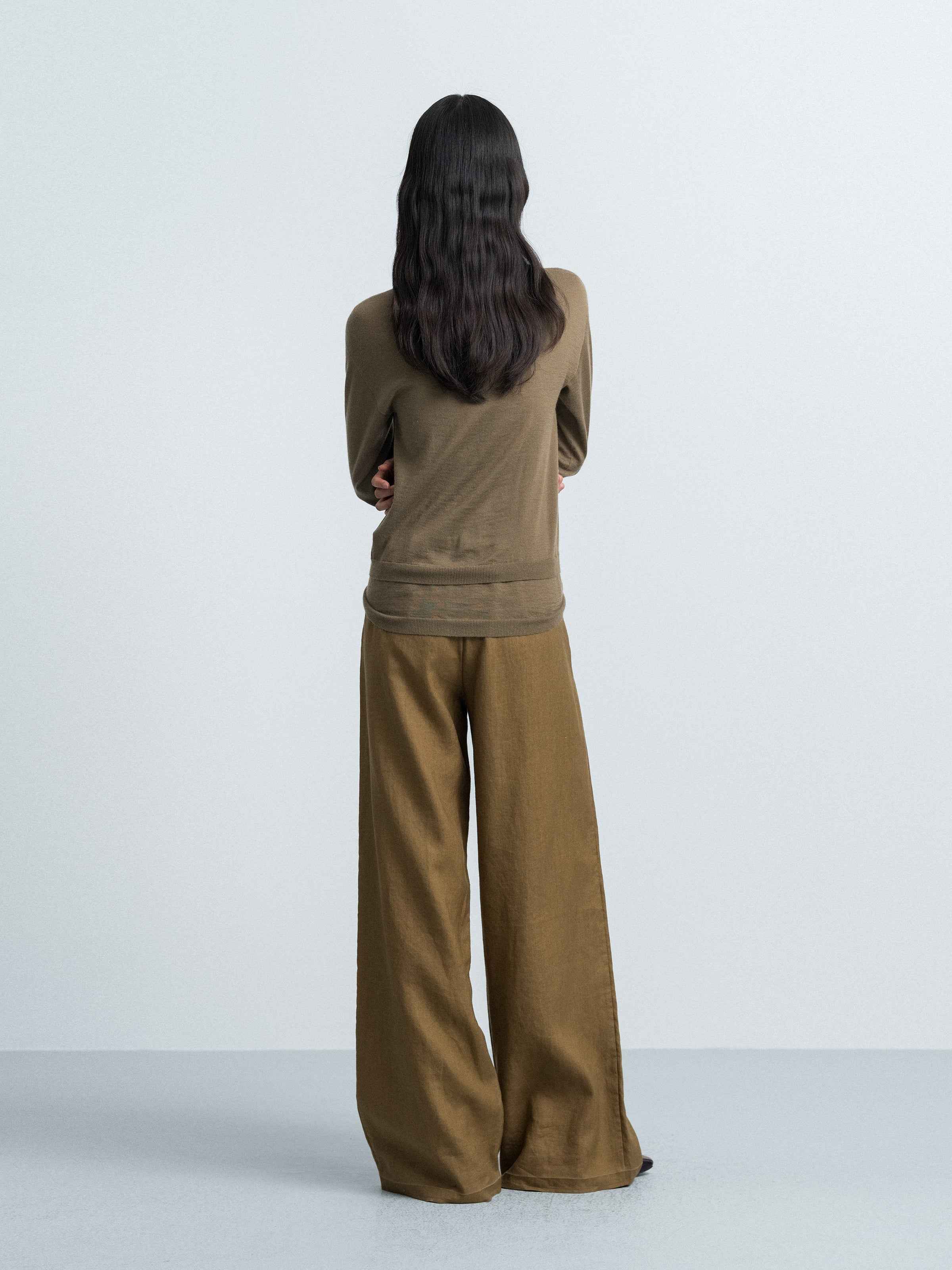 Semi‑placket High‑neck Knit Base Layer