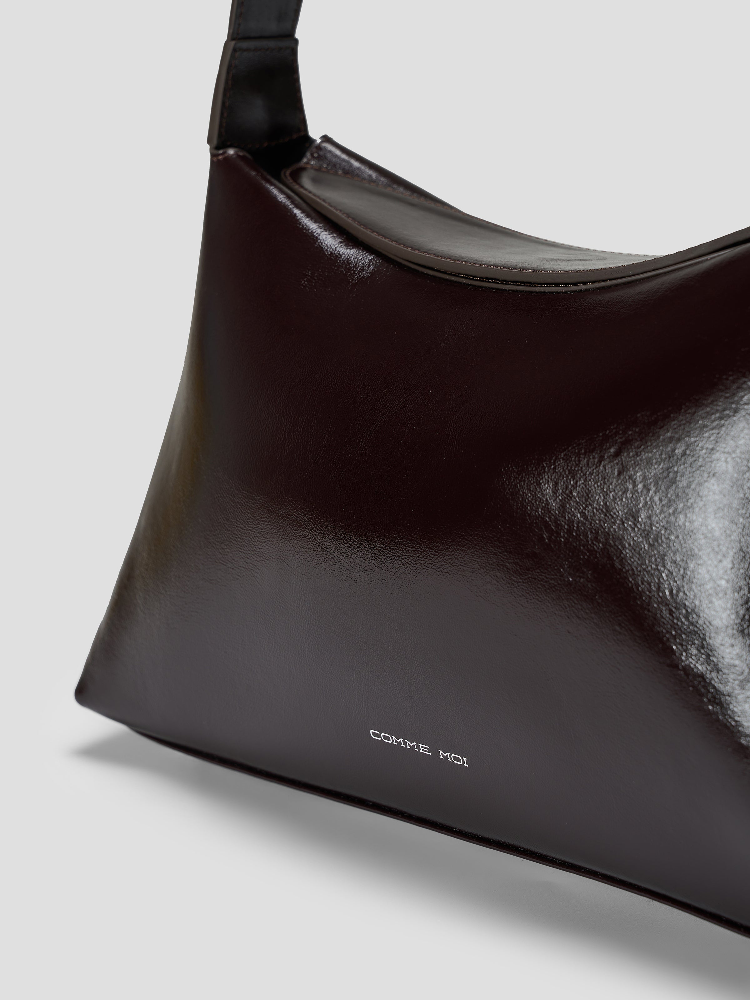 Dark Reddish Cowhide Fine Grain Dumpling Bag