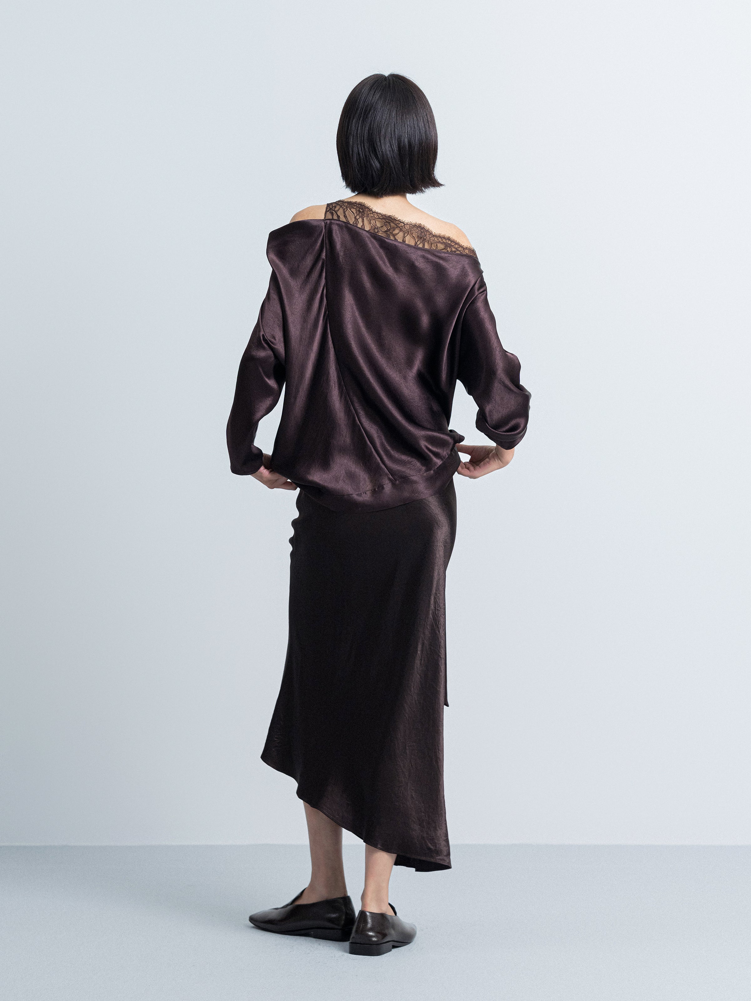 One-Shoulder Tie Lace Top
