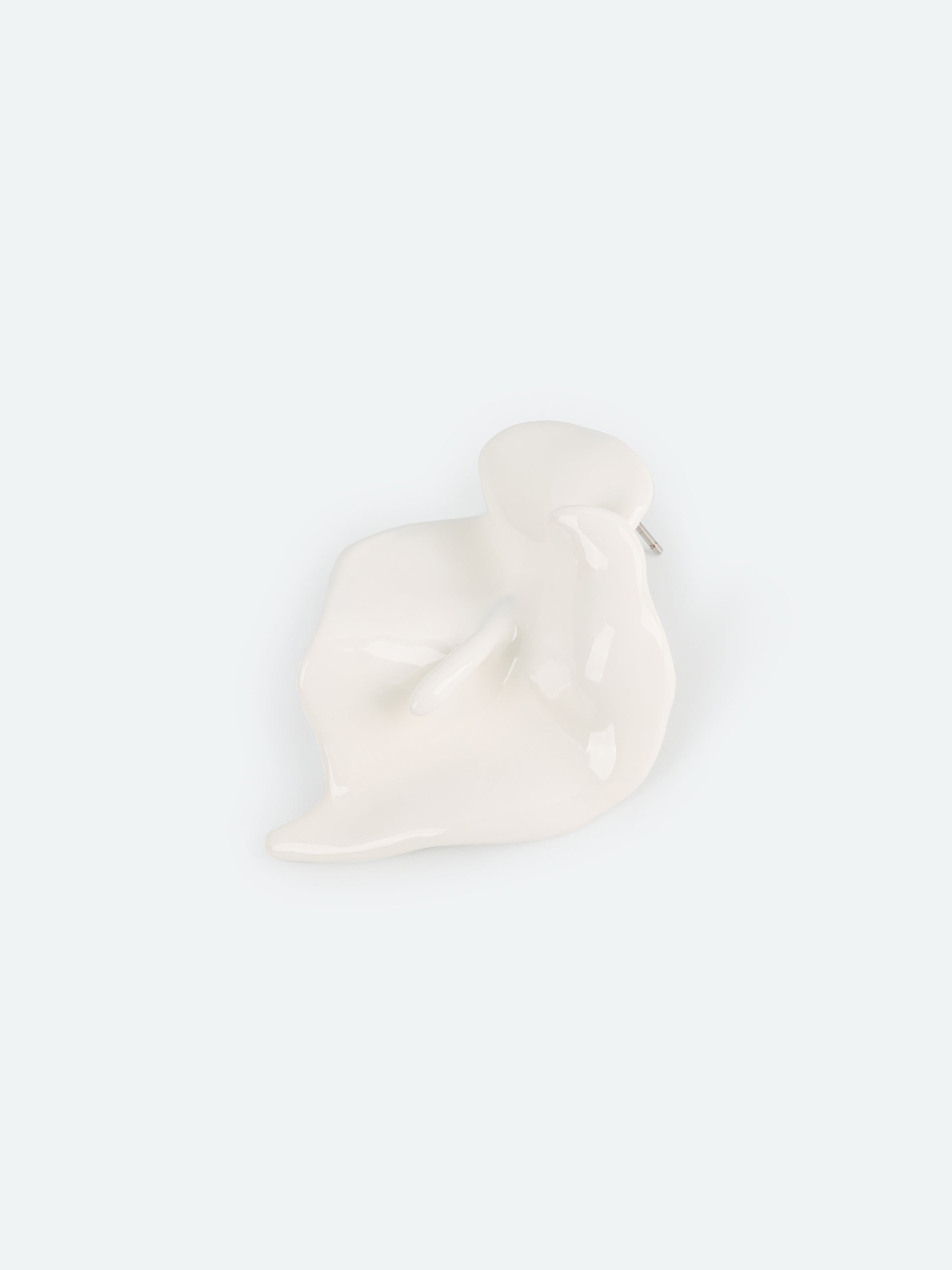 Off White Enamel 3D Pleated Design Stud Earrings